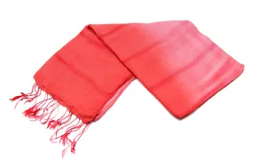 100% Fair Trade Thai Ribbon Style Scarf Shawl Red