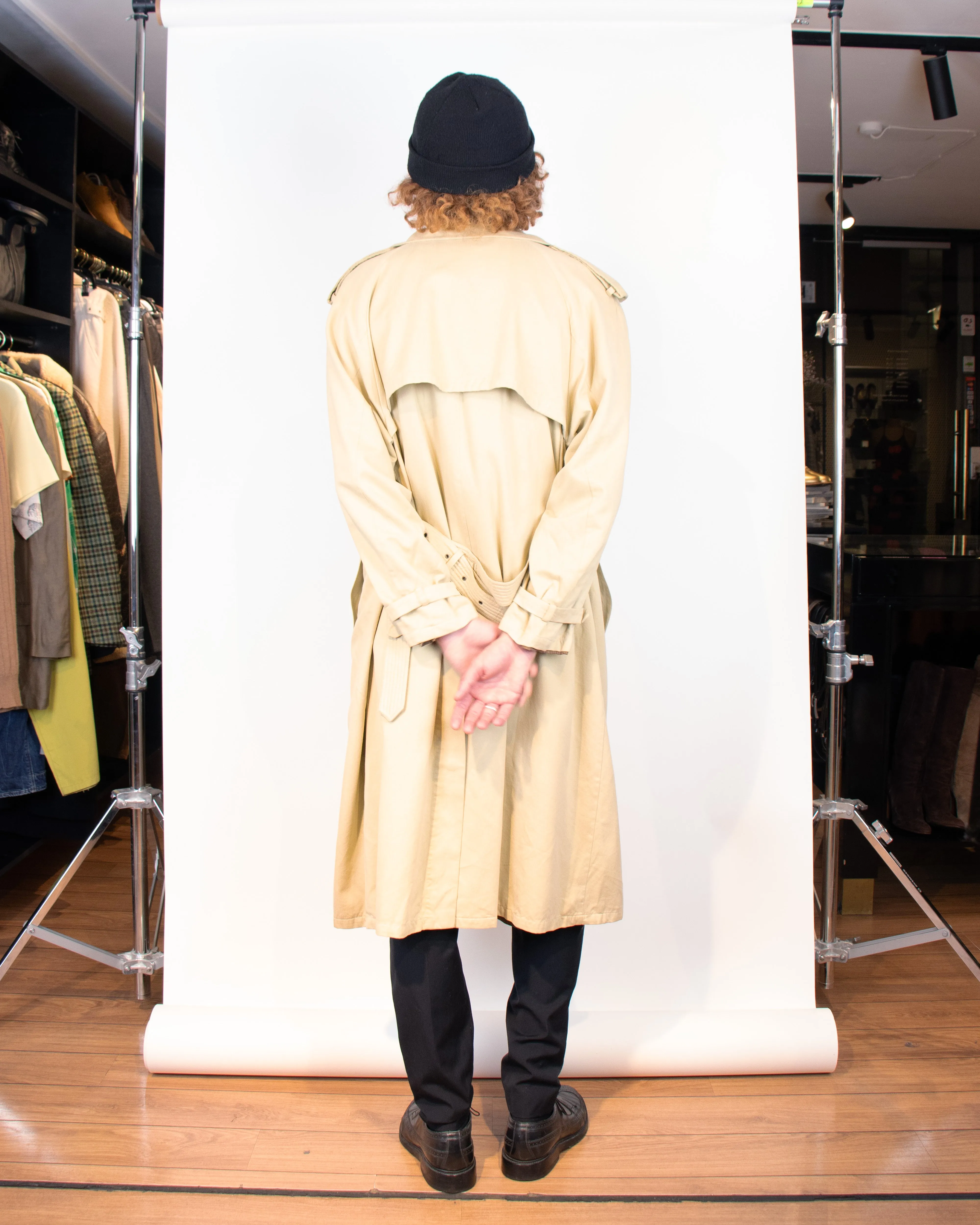 1980s Giorgio Armani Cotton Beige Belted Trench Coat L