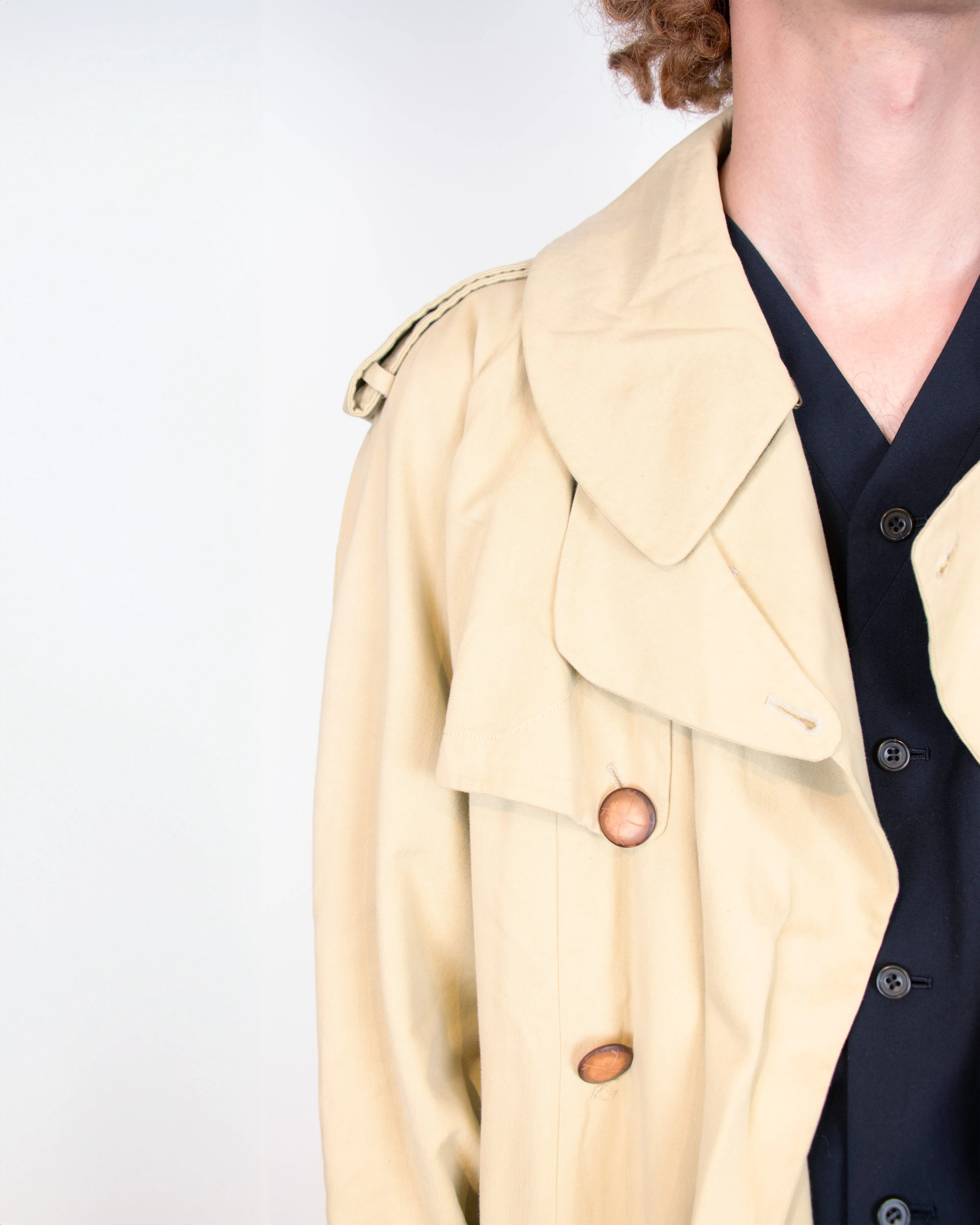 1980s Giorgio Armani Cotton Beige Belted Trench Coat L