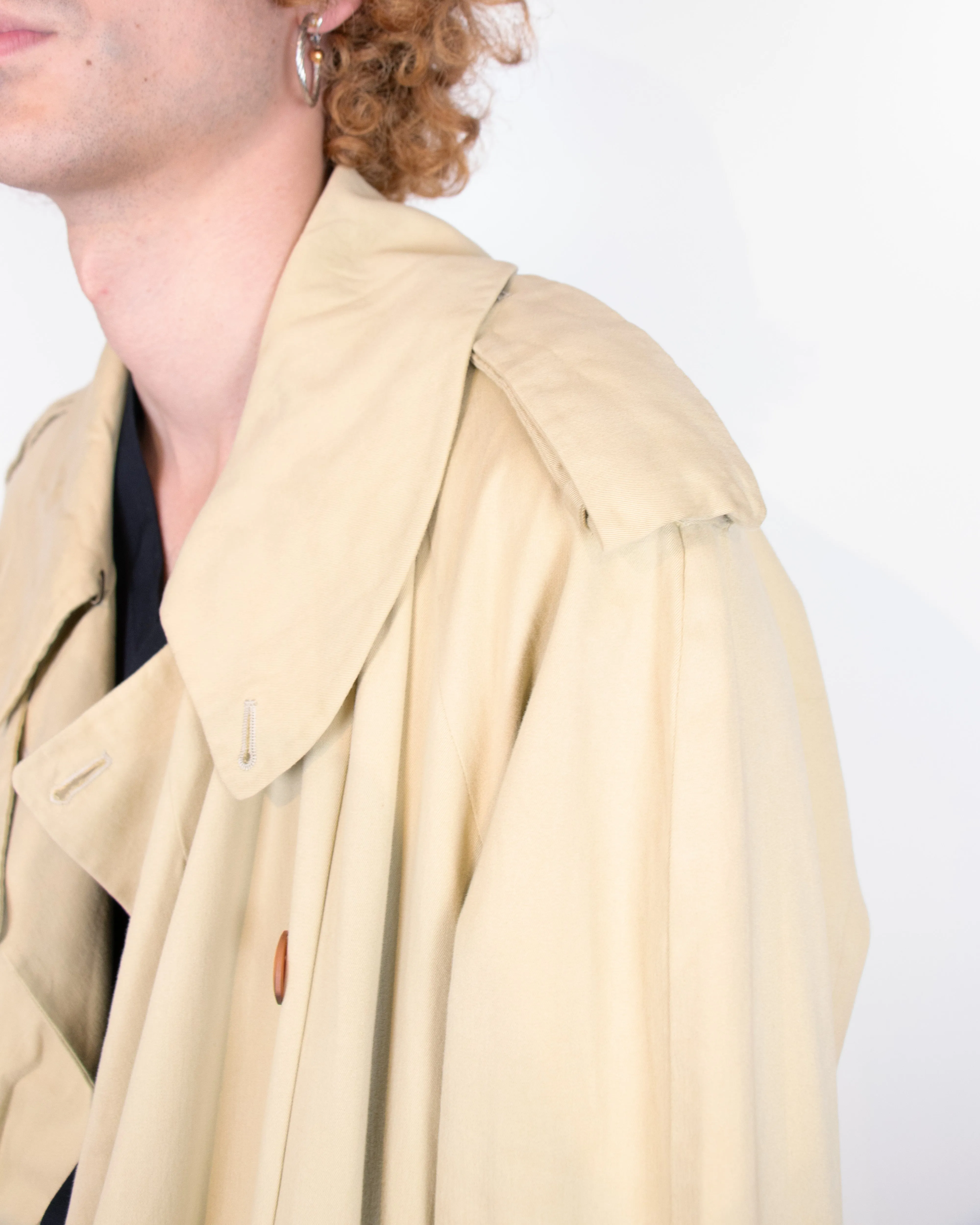 1980s Giorgio Armani Cotton Beige Belted Trench Coat L