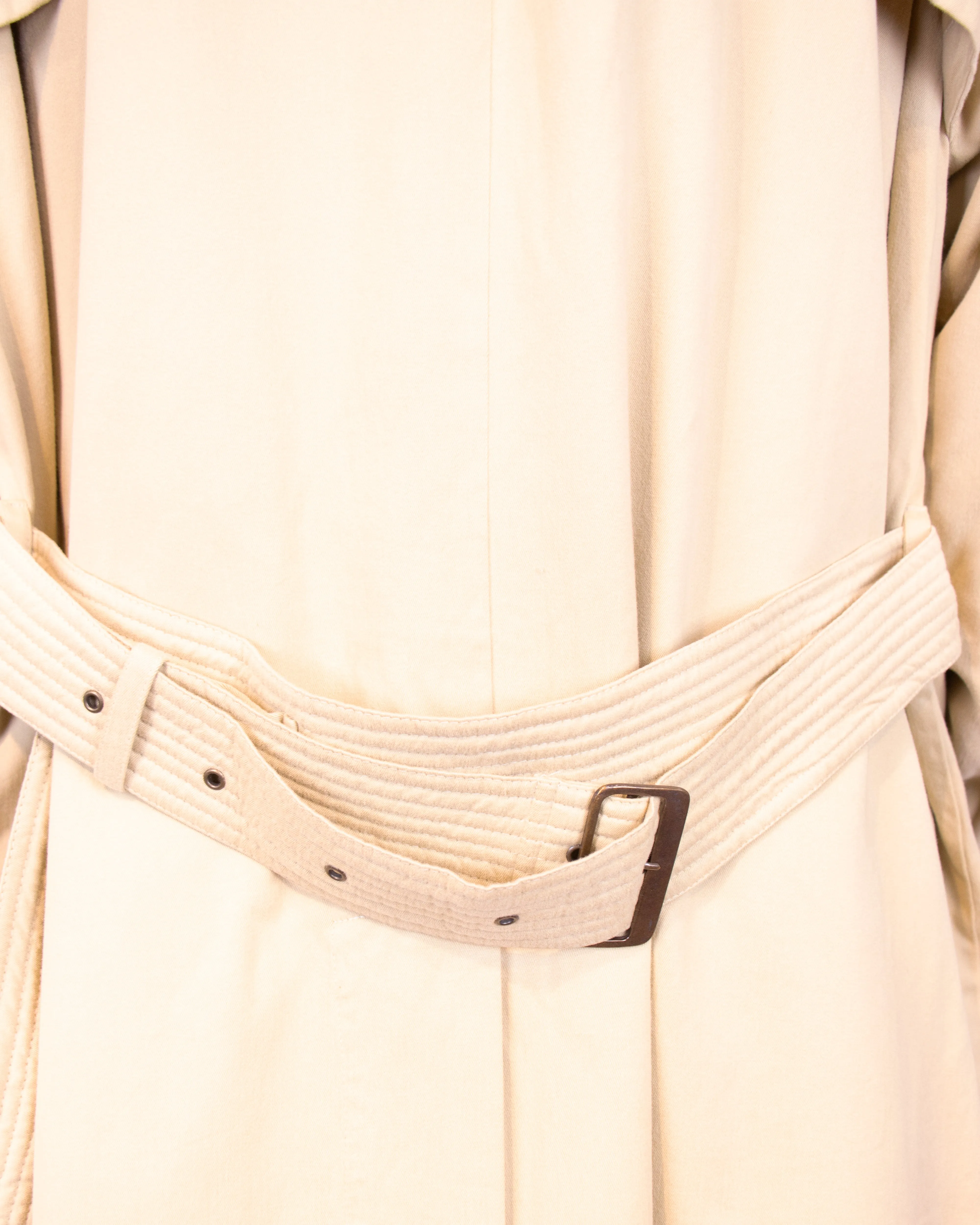 1980s Giorgio Armani Cotton Beige Belted Trench Coat L