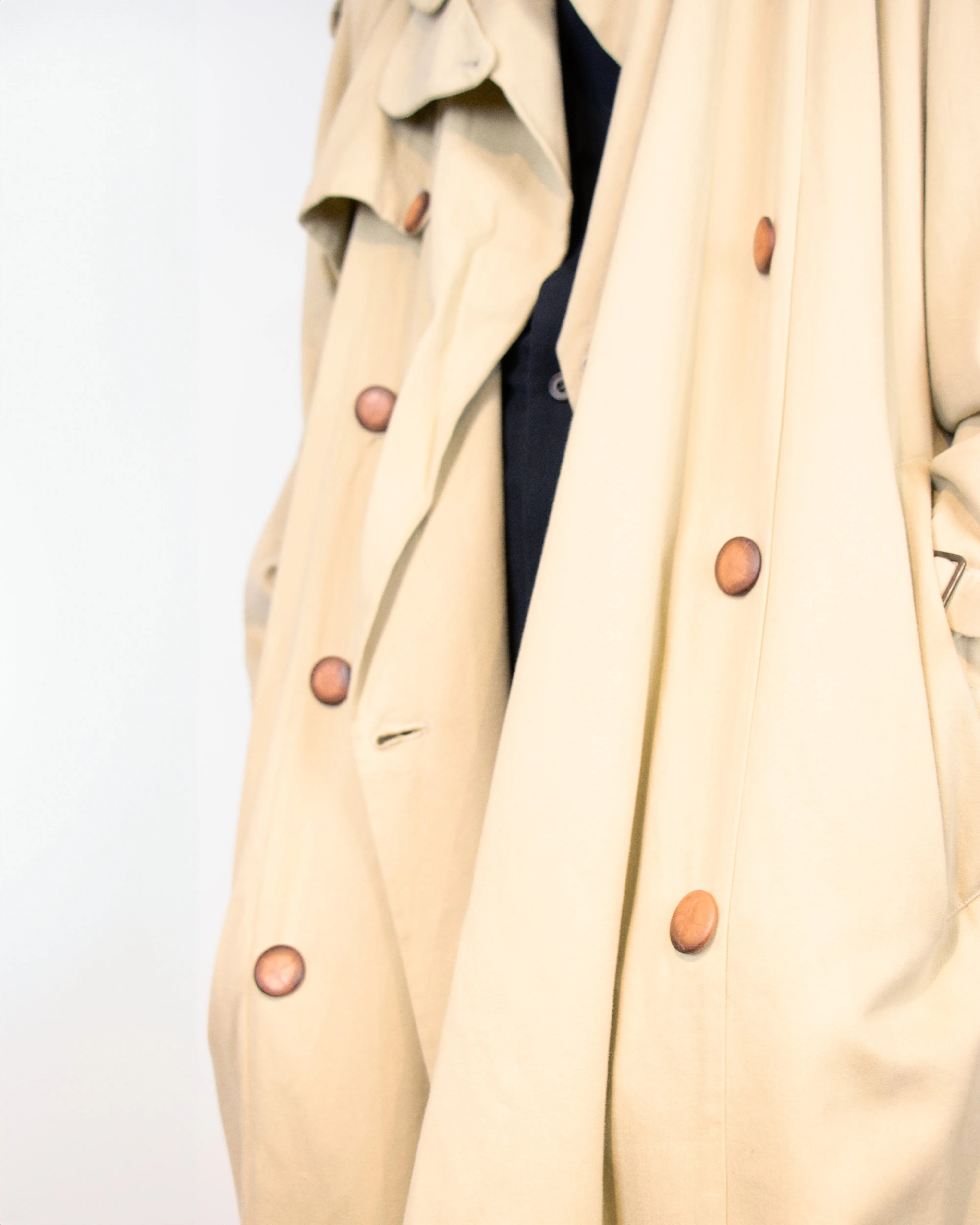 1980s Giorgio Armani Cotton Beige Belted Trench Coat L