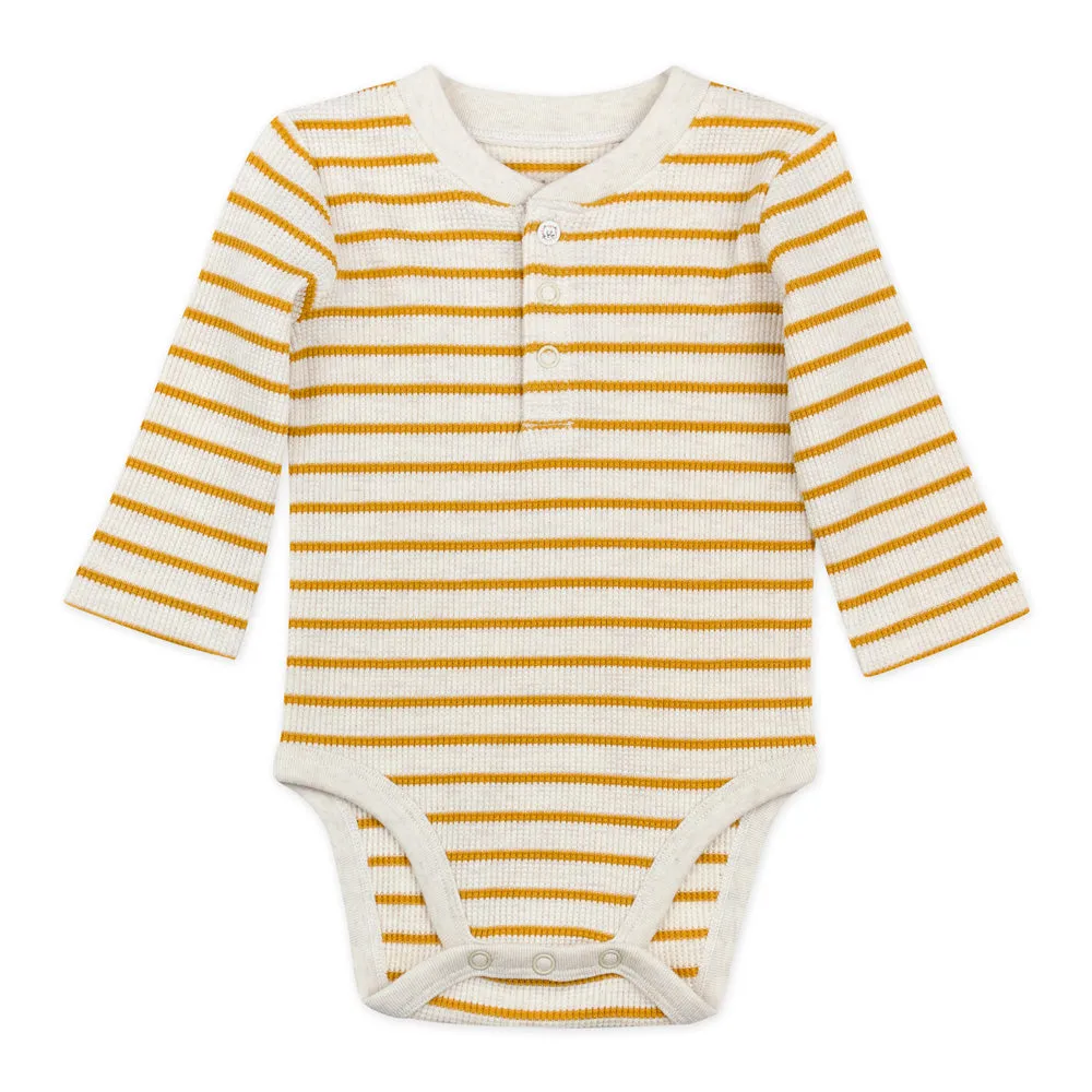 2-Piece Organic Cotton Gold Stripe Overall Set