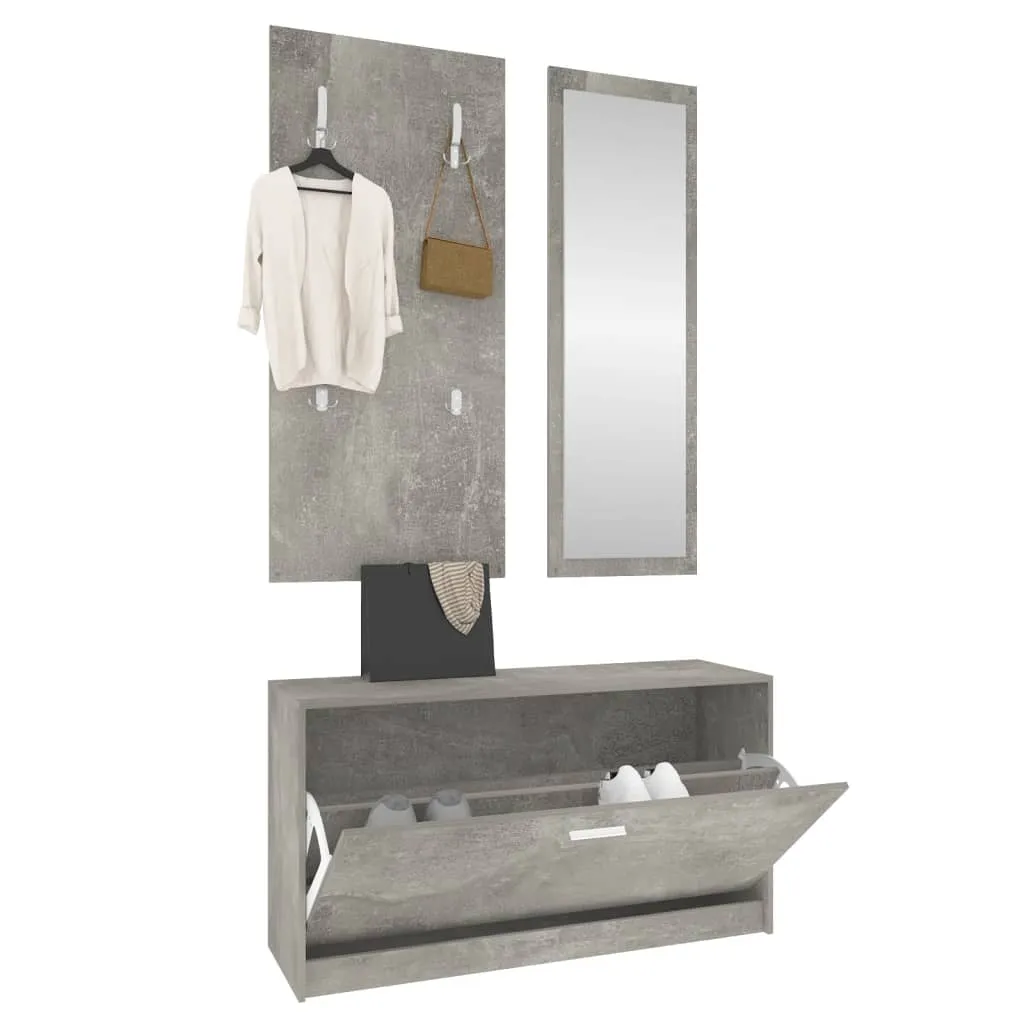 3-in-1 Shoe Cabinet Set Concrete Grey Engineered Wood