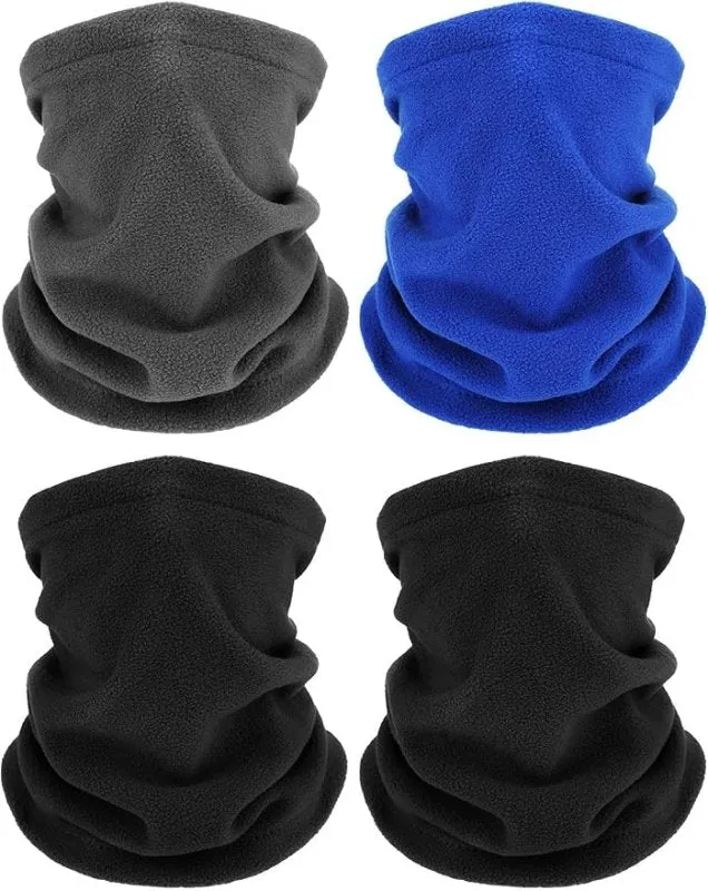 4 Pieces Kids Winter Neck Warmers Fleece Gaiter Windproof Face Covering