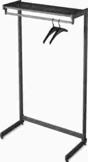 48" Wide Single-Side Garment Rack W/Shelf Powder Coated Textured Steel Black