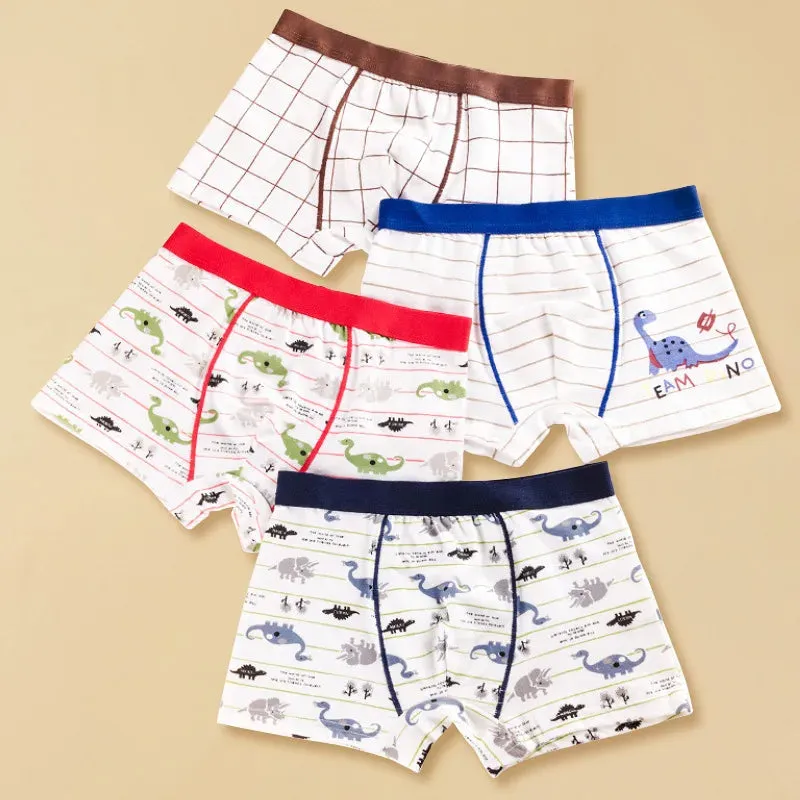 4pcs Kid Flat Angle Underwear Boys Underwear 2-14 Year Old Student Cartoon Underwear Pure Cotton Children Underwear