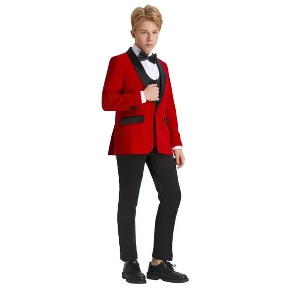 5pc Red Boys Velvet  Includes Bowtie Tuxedo by Tazio