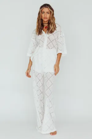 Abraya Lace Overlay Pants White