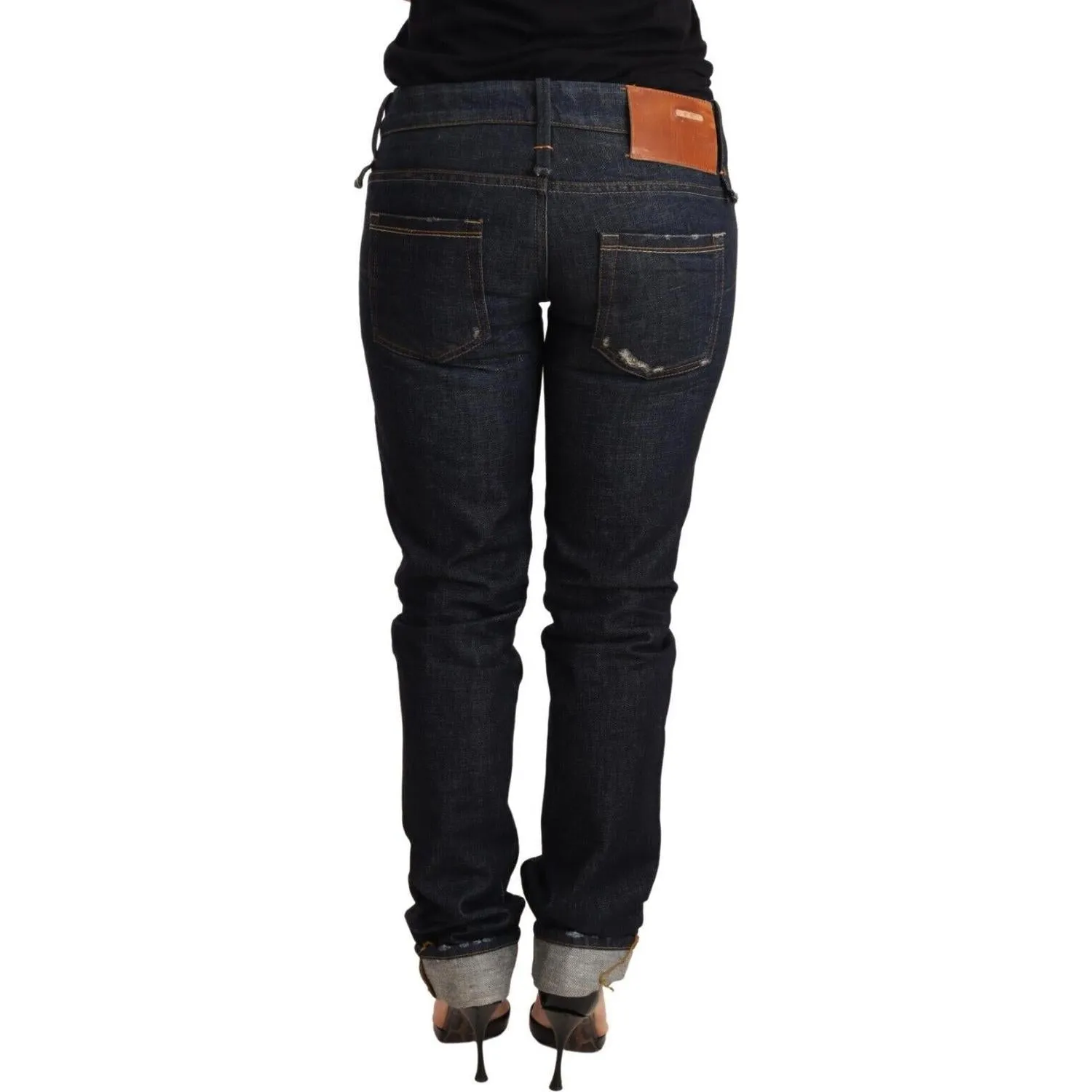 Acht Elegant Low Waist Skinny Dark Blue Jeans