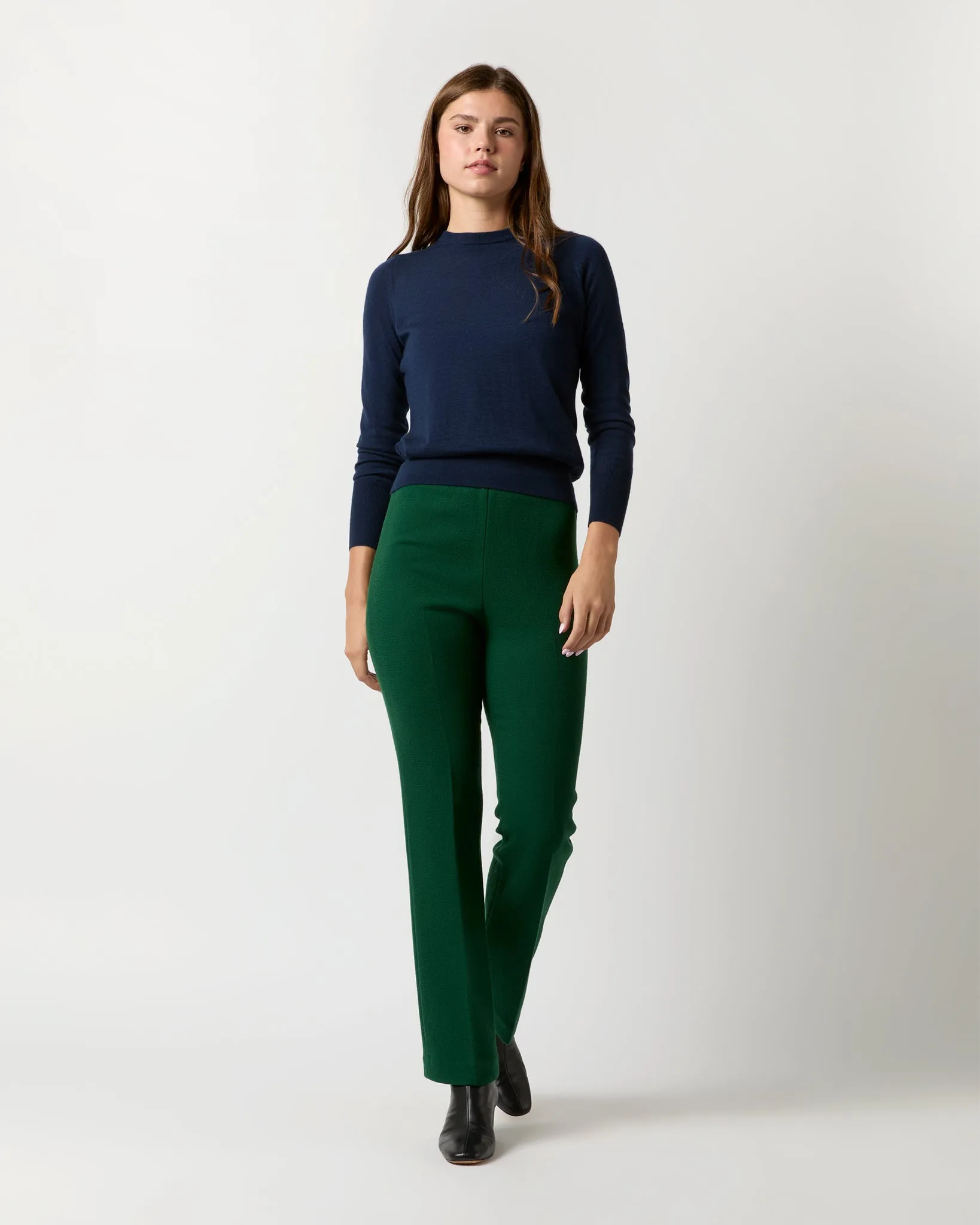 Alice Pant in Forest Double-Faced Stretch Wool Crepe