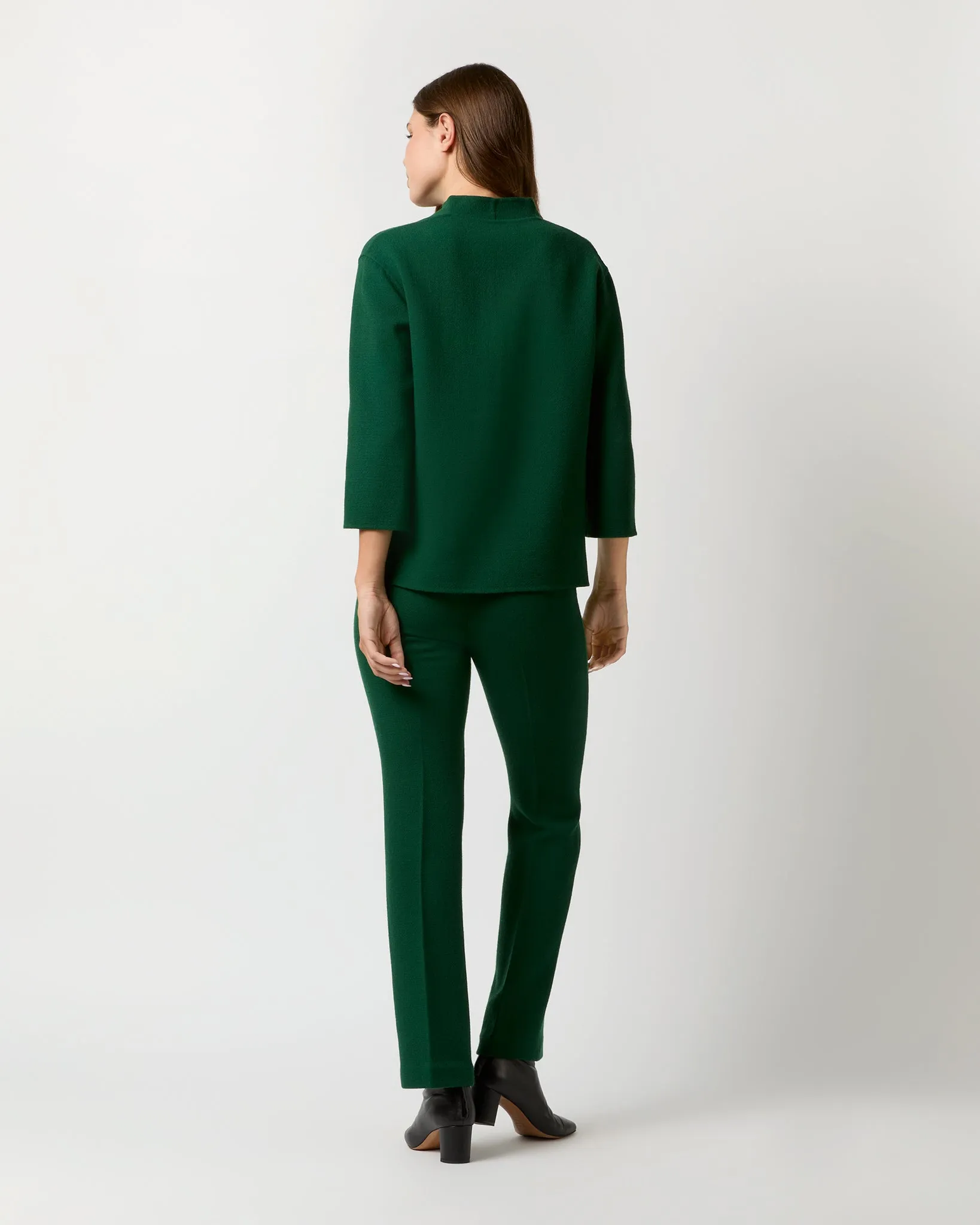 Alice Pant in Forest Double-Faced Stretch Wool Crepe