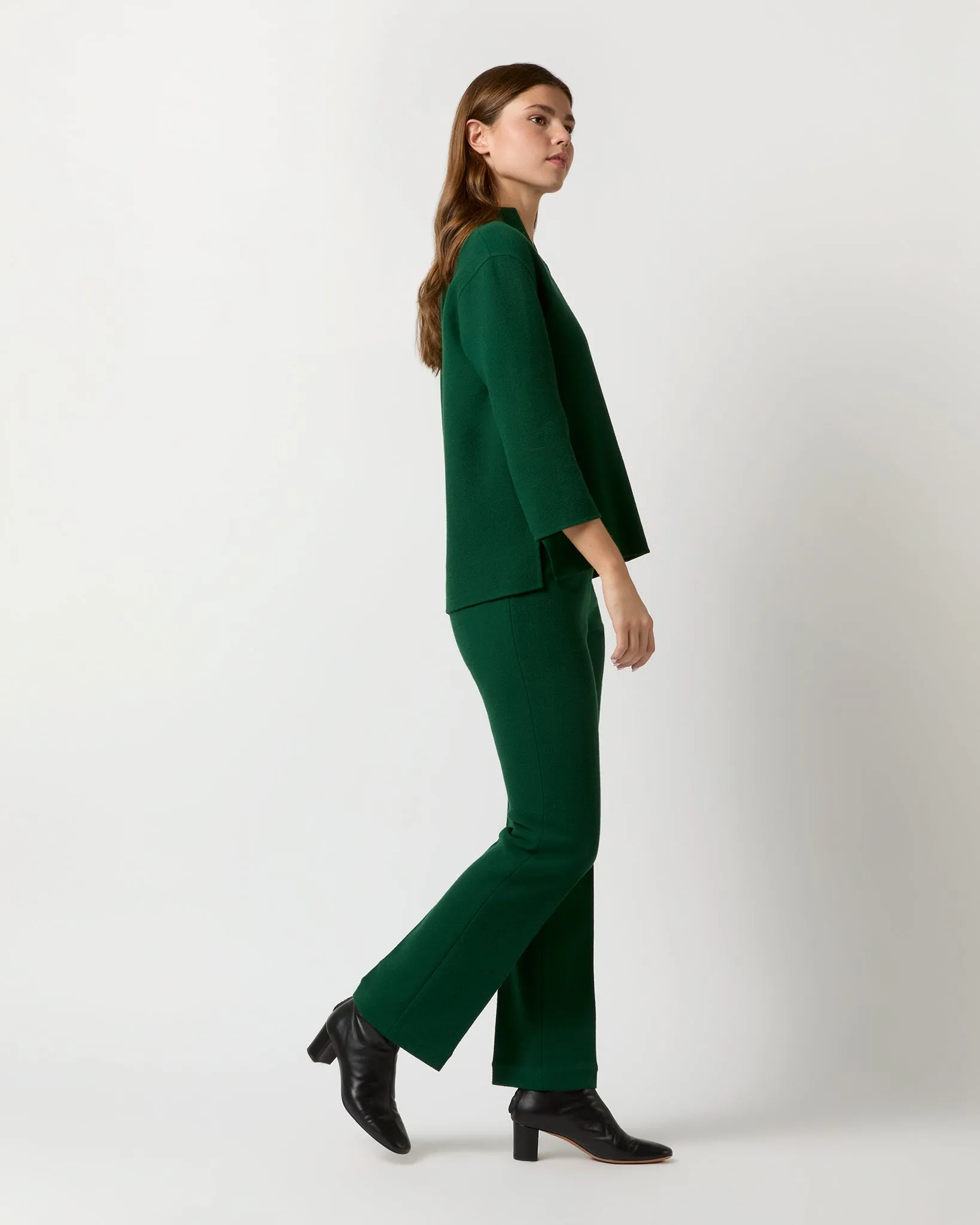 Alice Pant in Forest Double-Faced Stretch Wool Crepe