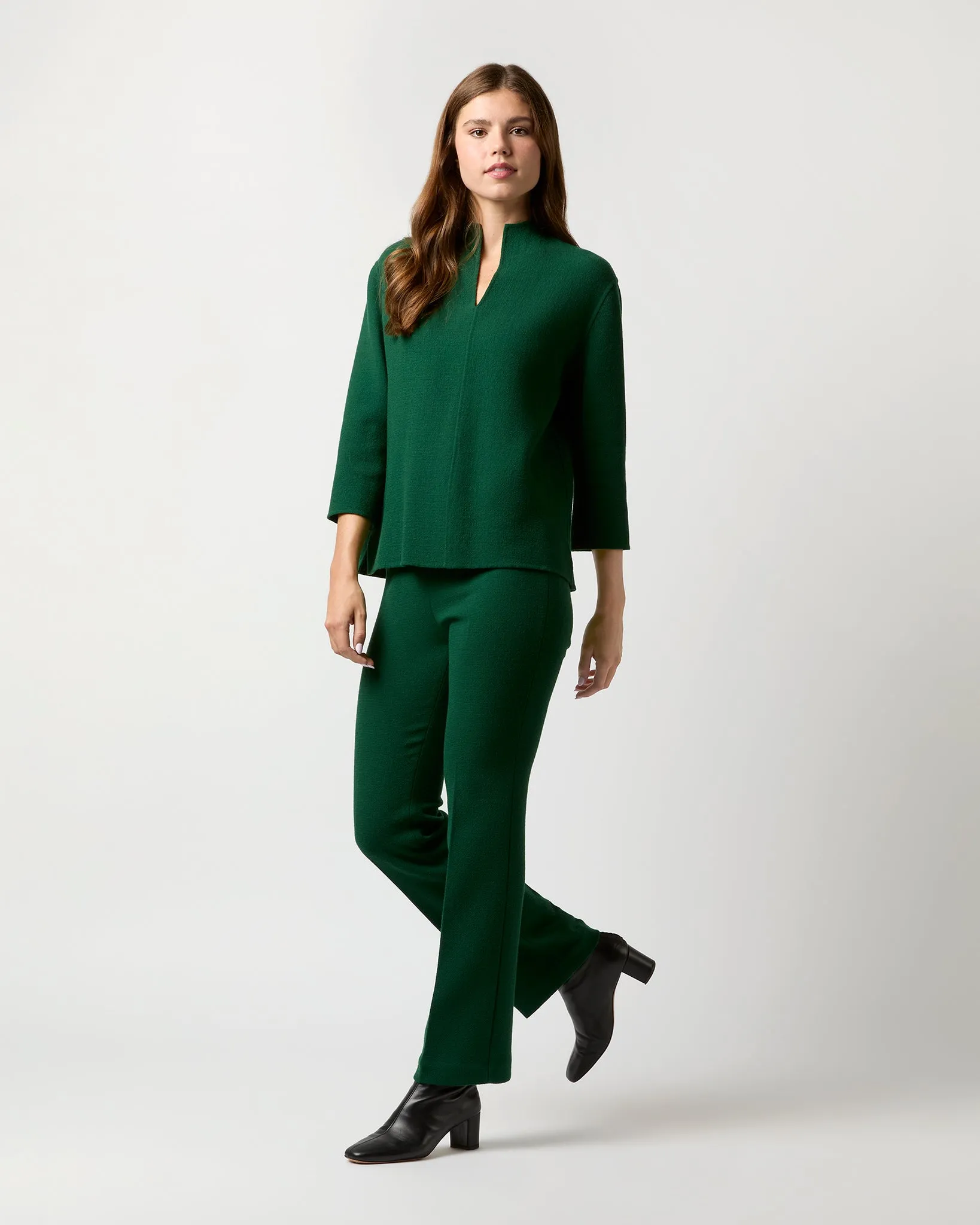 Alice Pant in Forest Double-Faced Stretch Wool Crepe