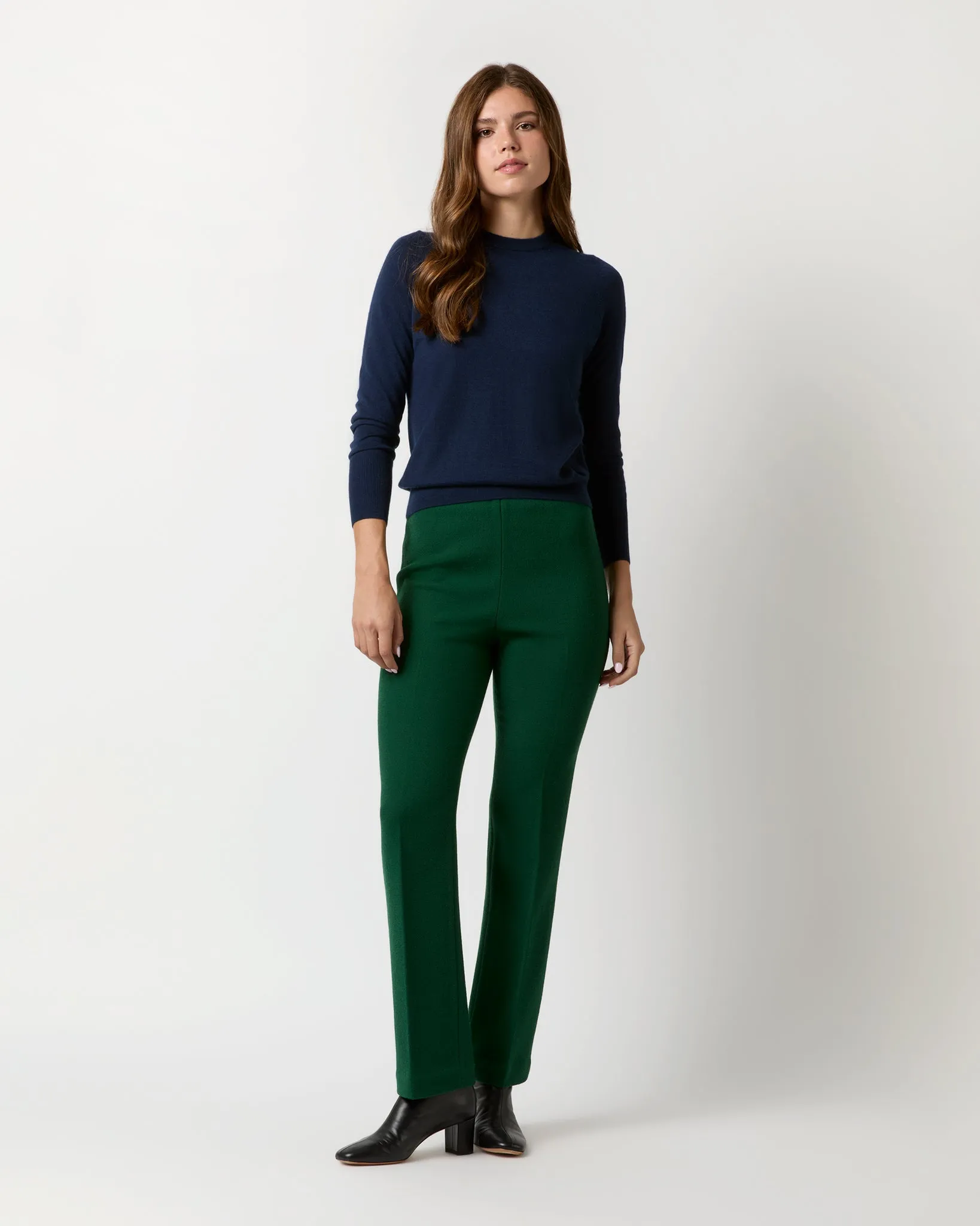 Alice Pant in Forest Double-Faced Stretch Wool Crepe