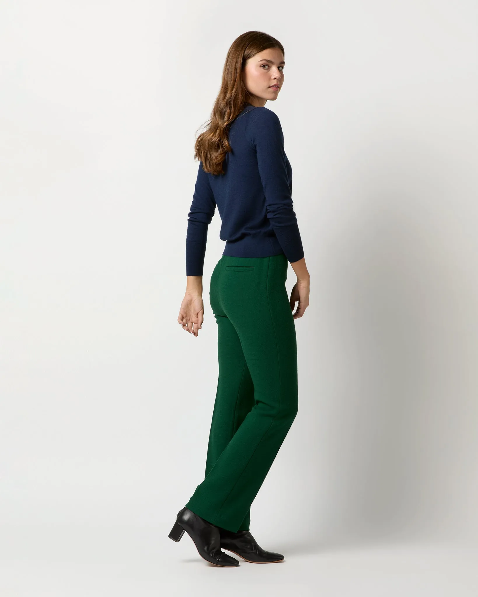 Alice Pant in Forest Double-Faced Stretch Wool Crepe