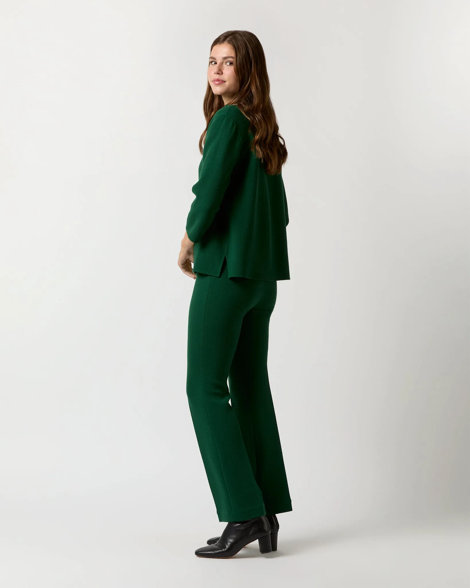 Alice Pant in Forest Double-Faced Stretch Wool Crepe