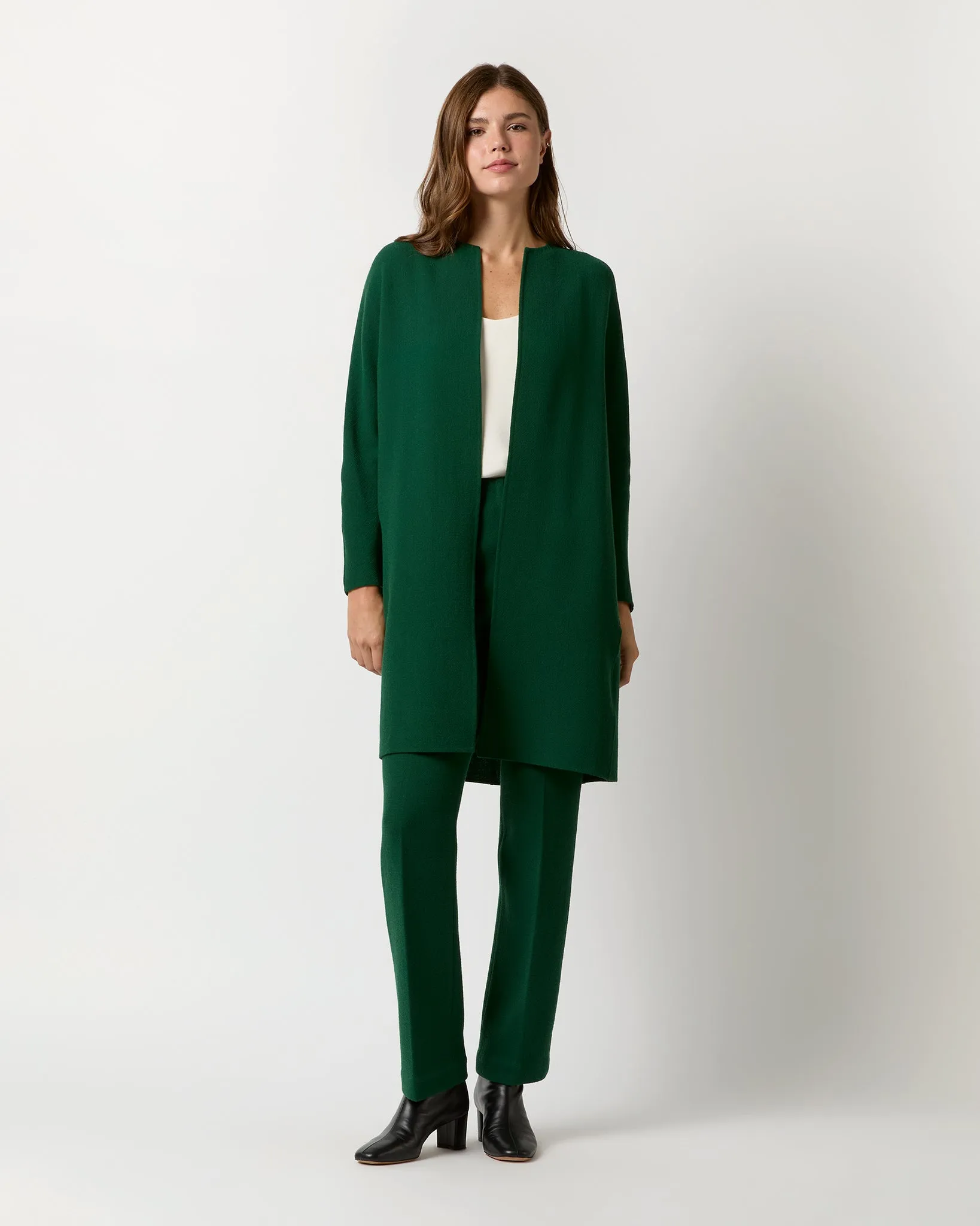 Alice Pant in Forest Double-Faced Stretch Wool Crepe