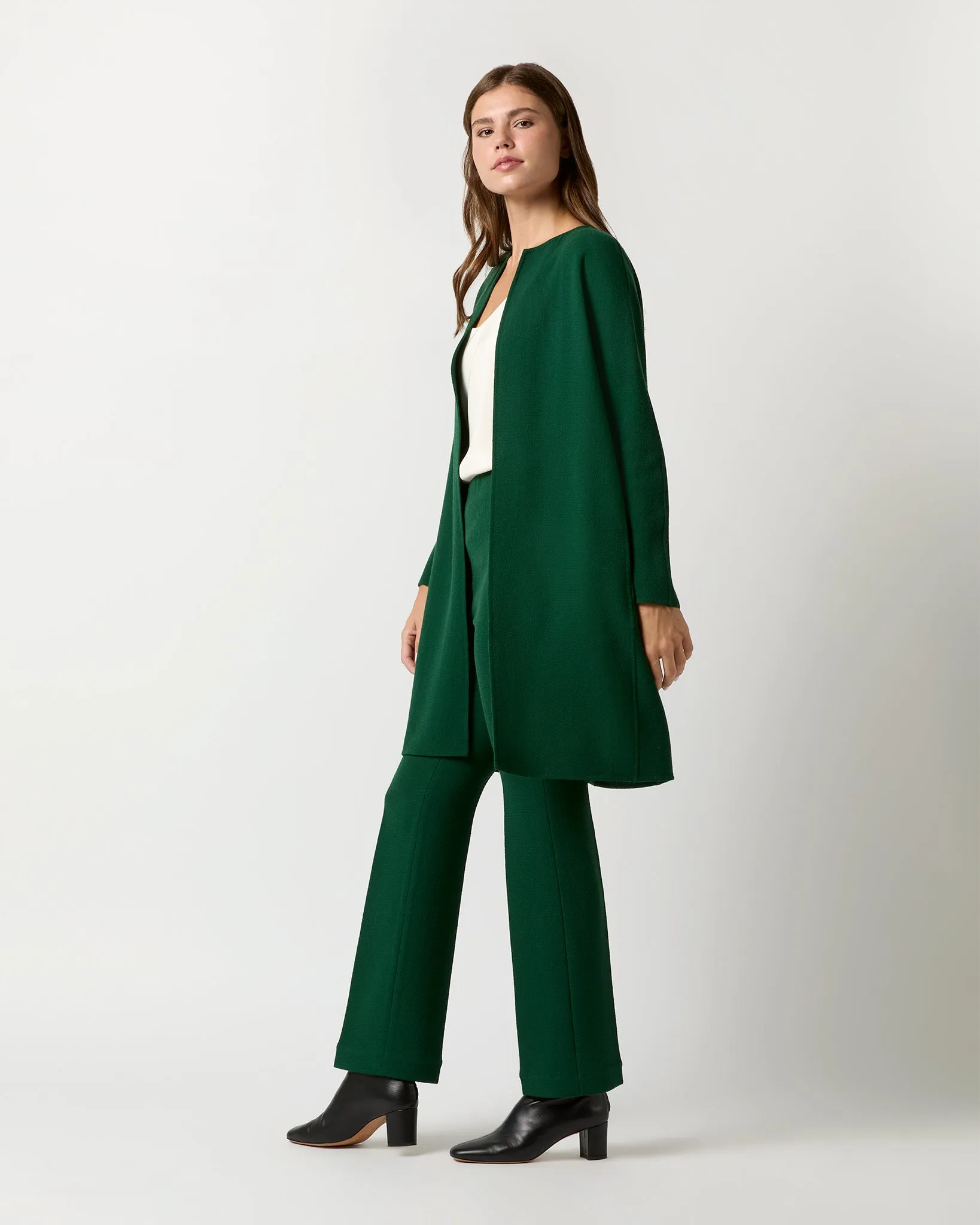 Alice Pant in Forest Double-Faced Stretch Wool Crepe