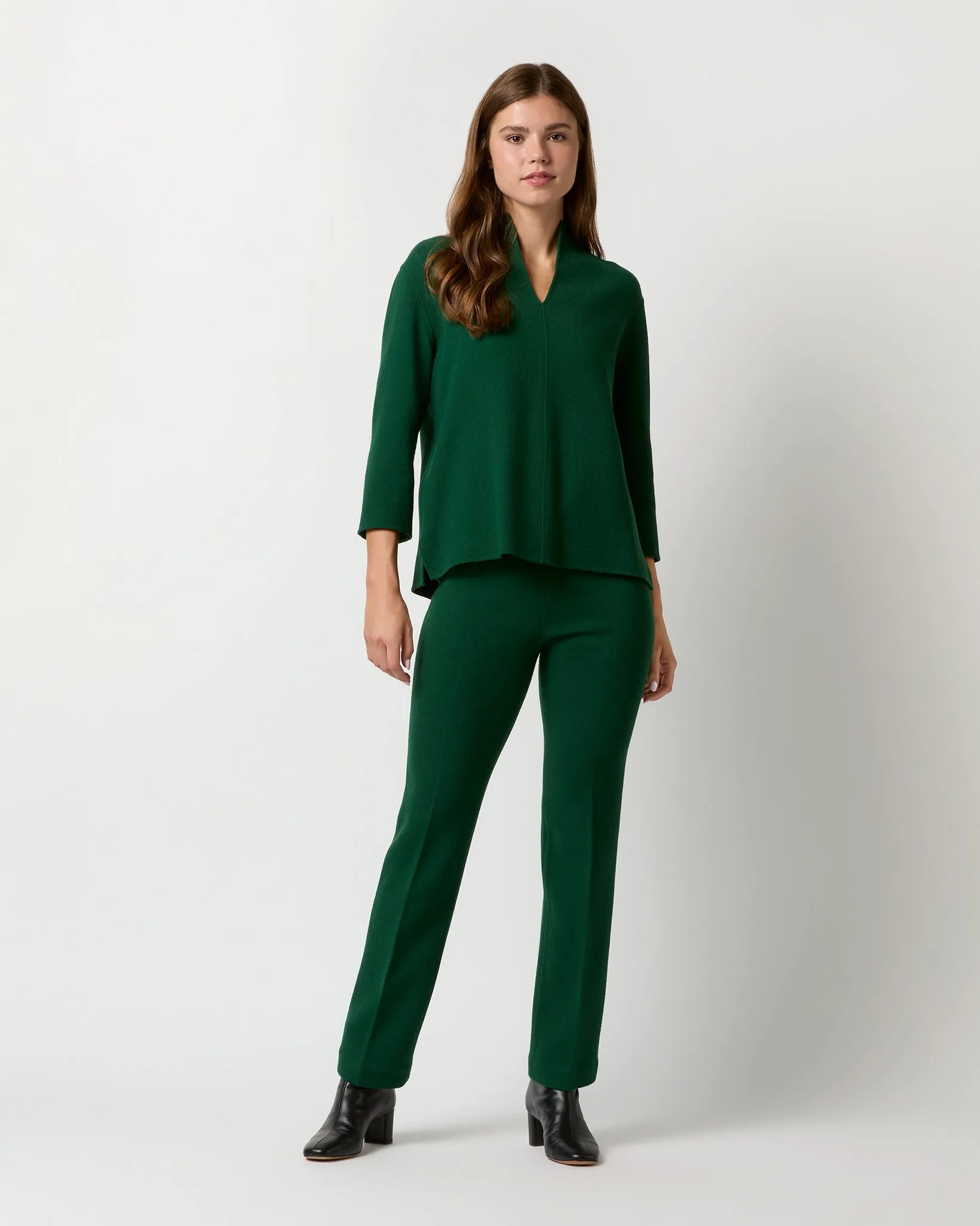 Alice Pant in Forest Double-Faced Stretch Wool Crepe