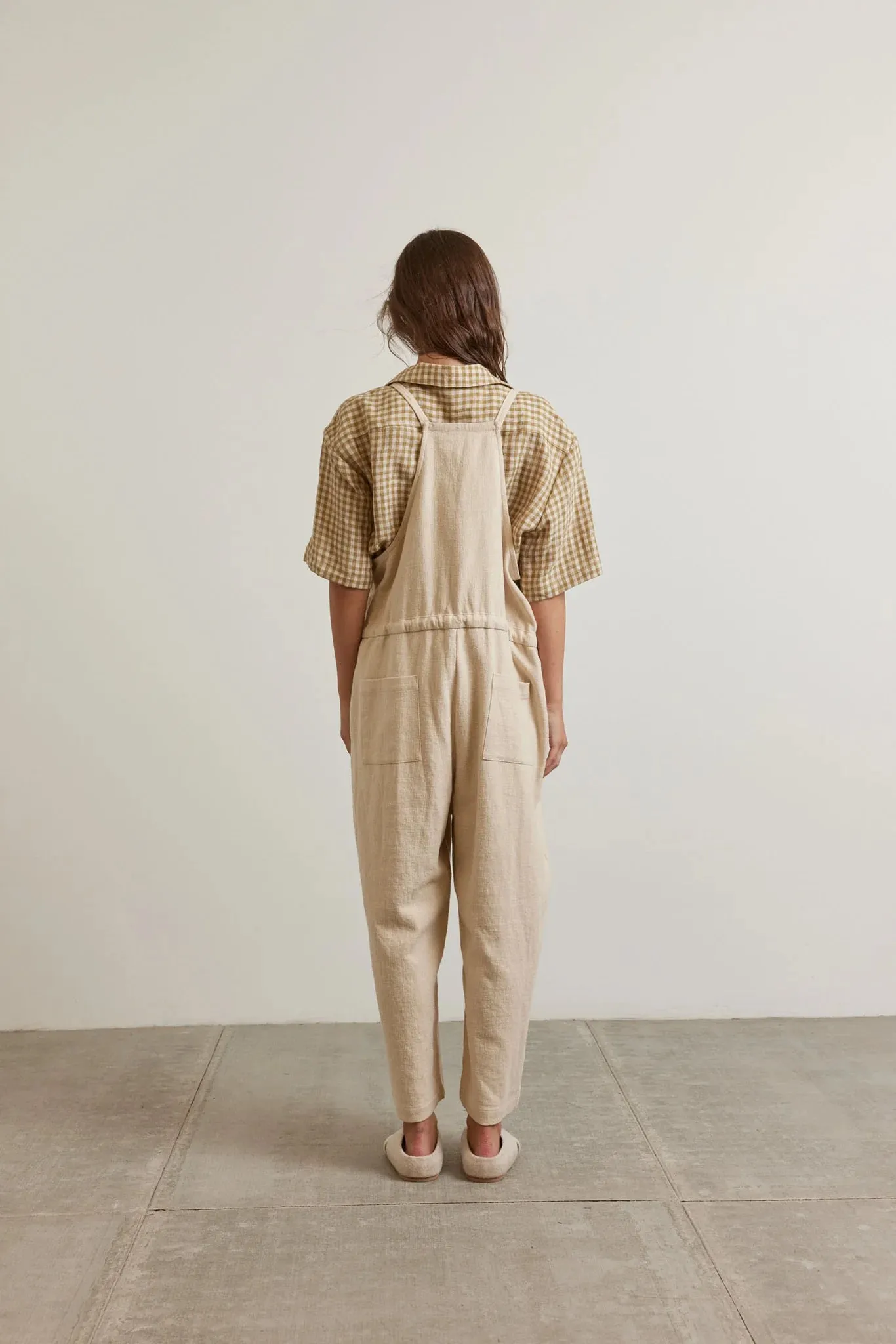 Amente - Tie Waist Ramie Overall | Oatmeal