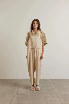 Amente - Tie Waist Ramie Overall | Oatmeal