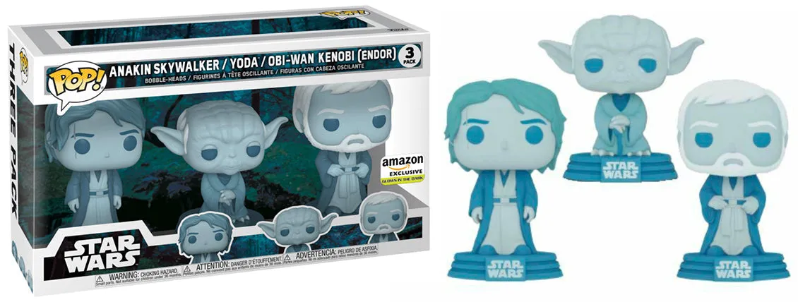 Anakin Skywalker / Yoda / Obi-Wan Kenobi (Glow in the Dark, Endor) 3-pk - Amazon Exclusive  [Damaged: 7/10]