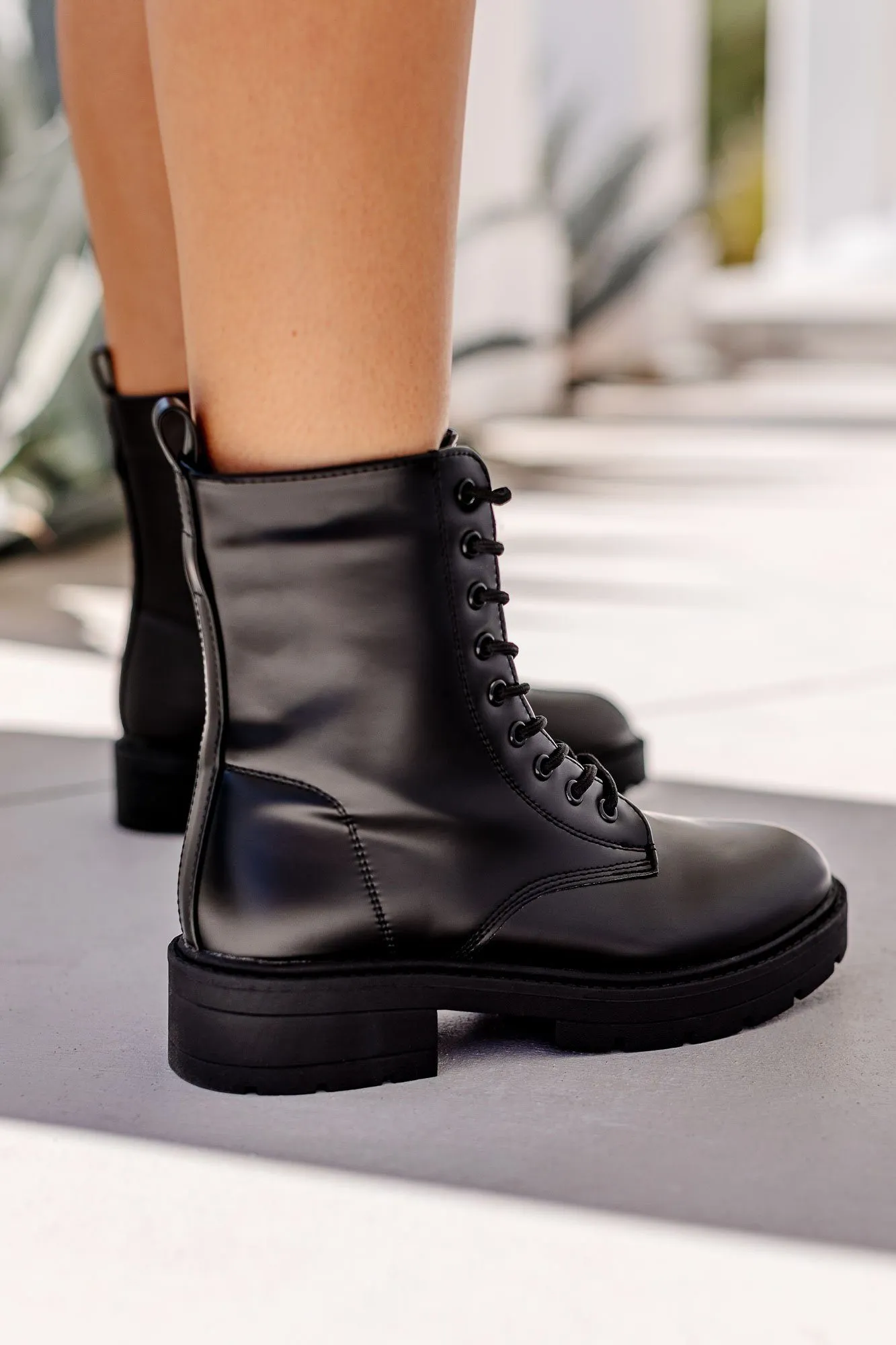 Arin Black Combat Boots