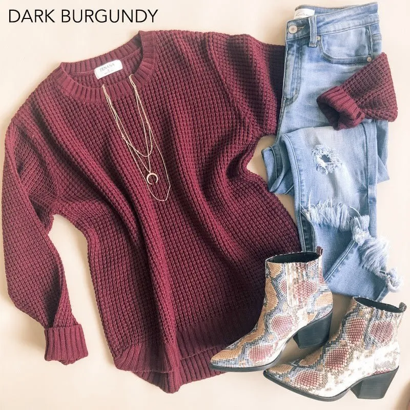 Autumn is Calling Knit Sweater in Dark Burgundy