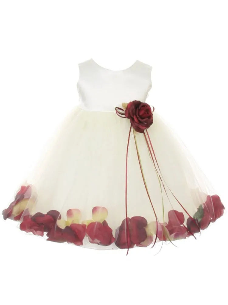 Baby Girls Ivory Multi Color Satin Top Petal Floating Flower Girl Dress 6-24M