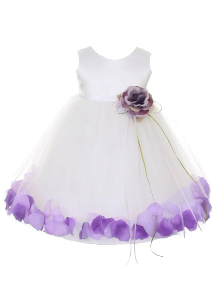 Baby Girls Ivory Multi Color Satin Top Petal Floating Flower Girl Dress 6-24M