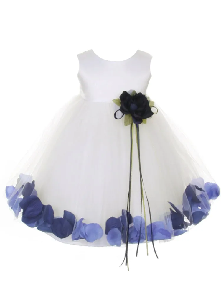 Baby Girls Ivory Multi Color Satin Top Petal Floating Flower Girl Dress 6-24M