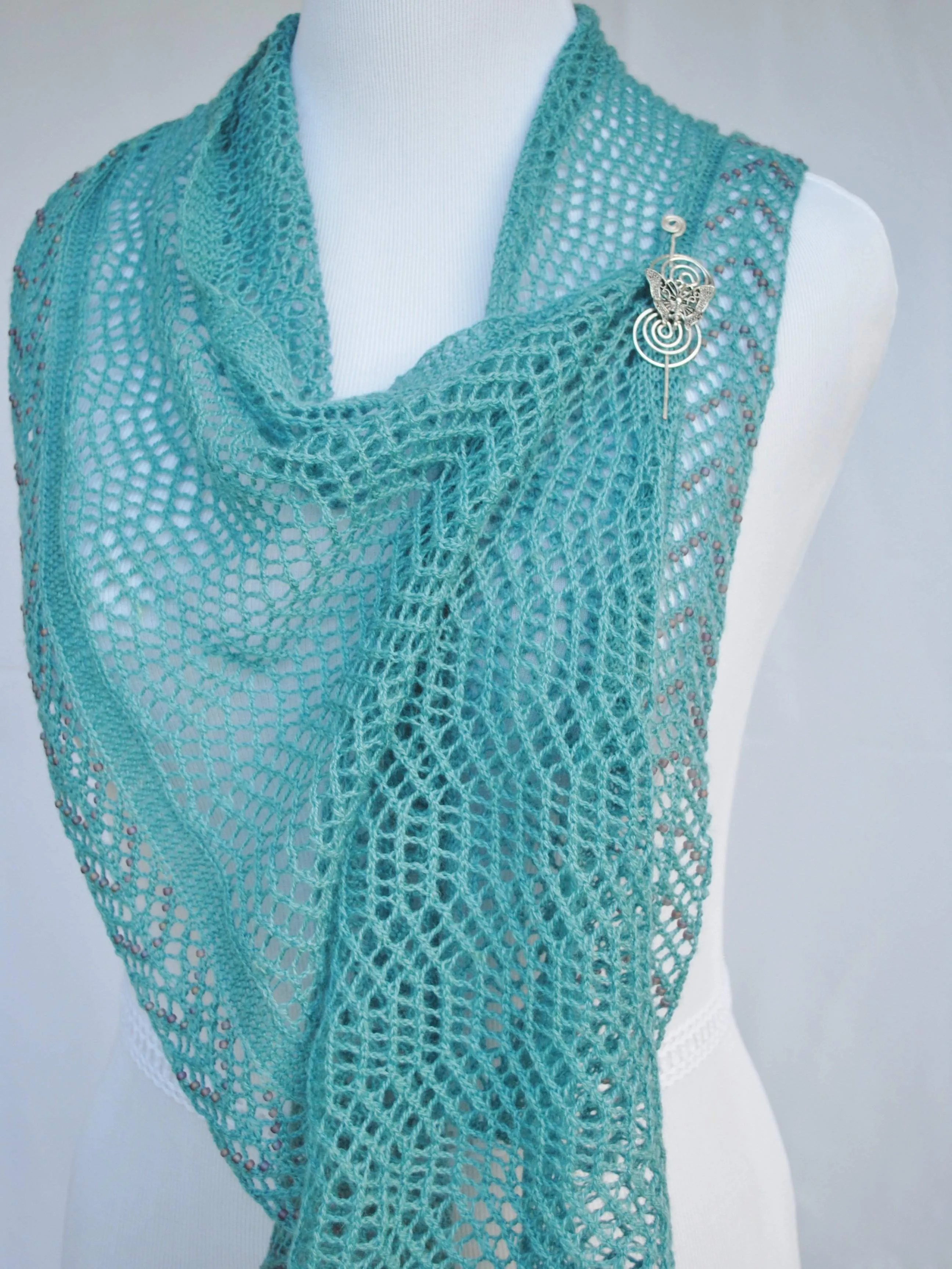 Beadazzled Beaded Lace Shawl Knitting Pattern PDF Download