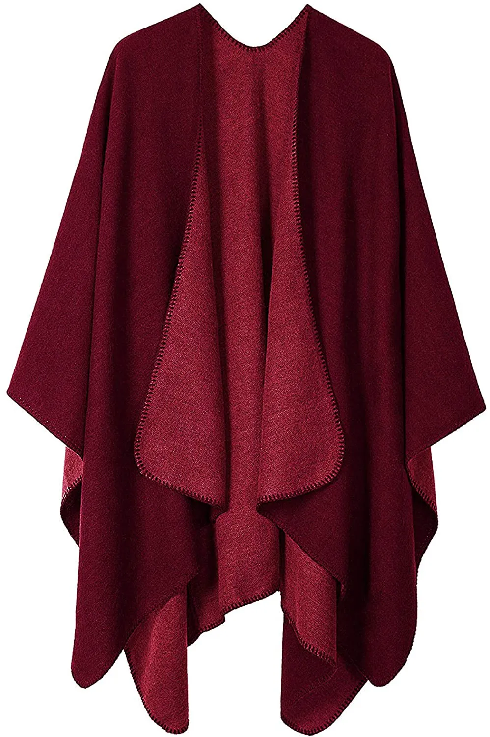 Bestshe Women's Stylish Open Front Poncho Cape Clock Block Oversize Knitted Shawl Wrap for Women