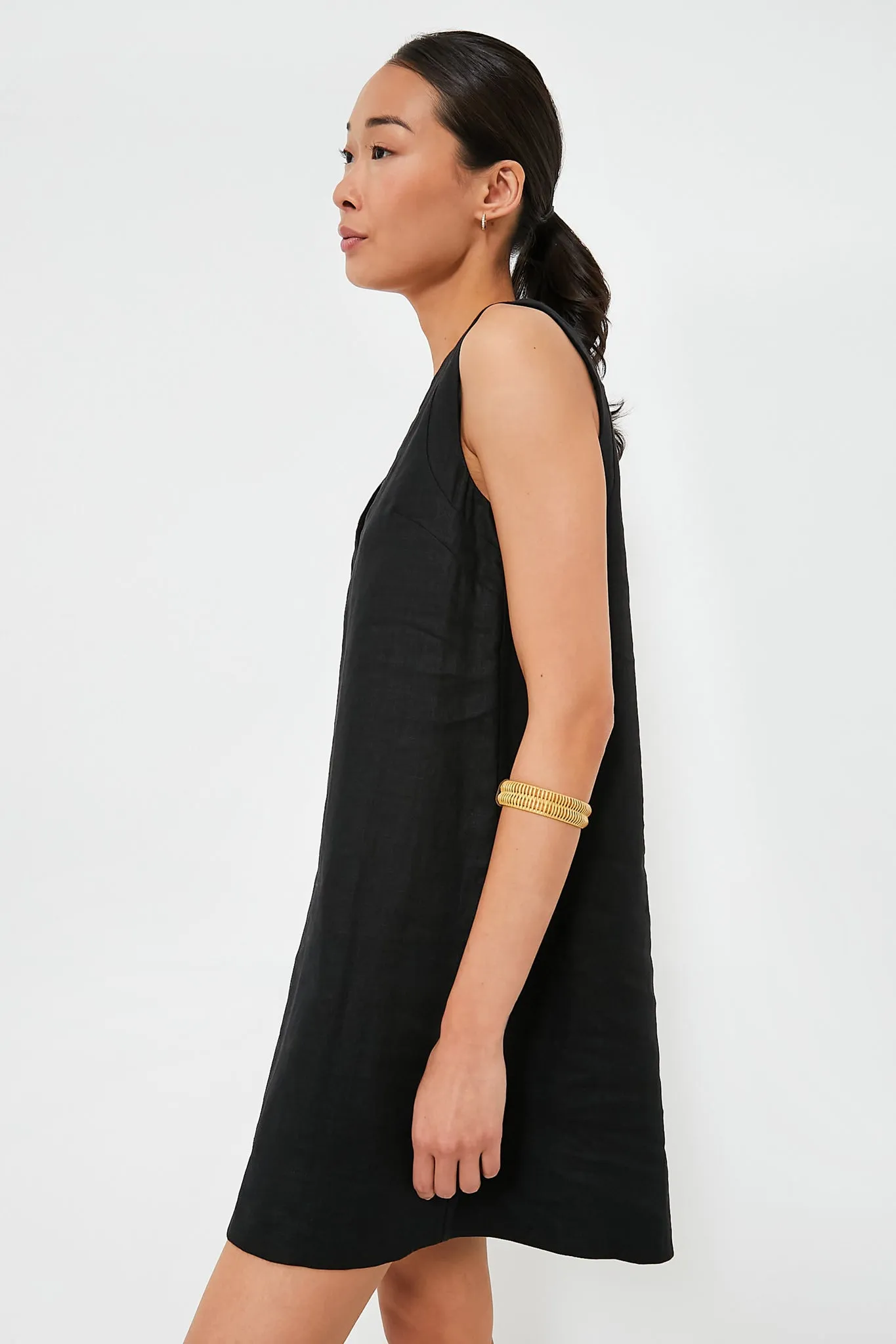 Black Linen Melanie Dress