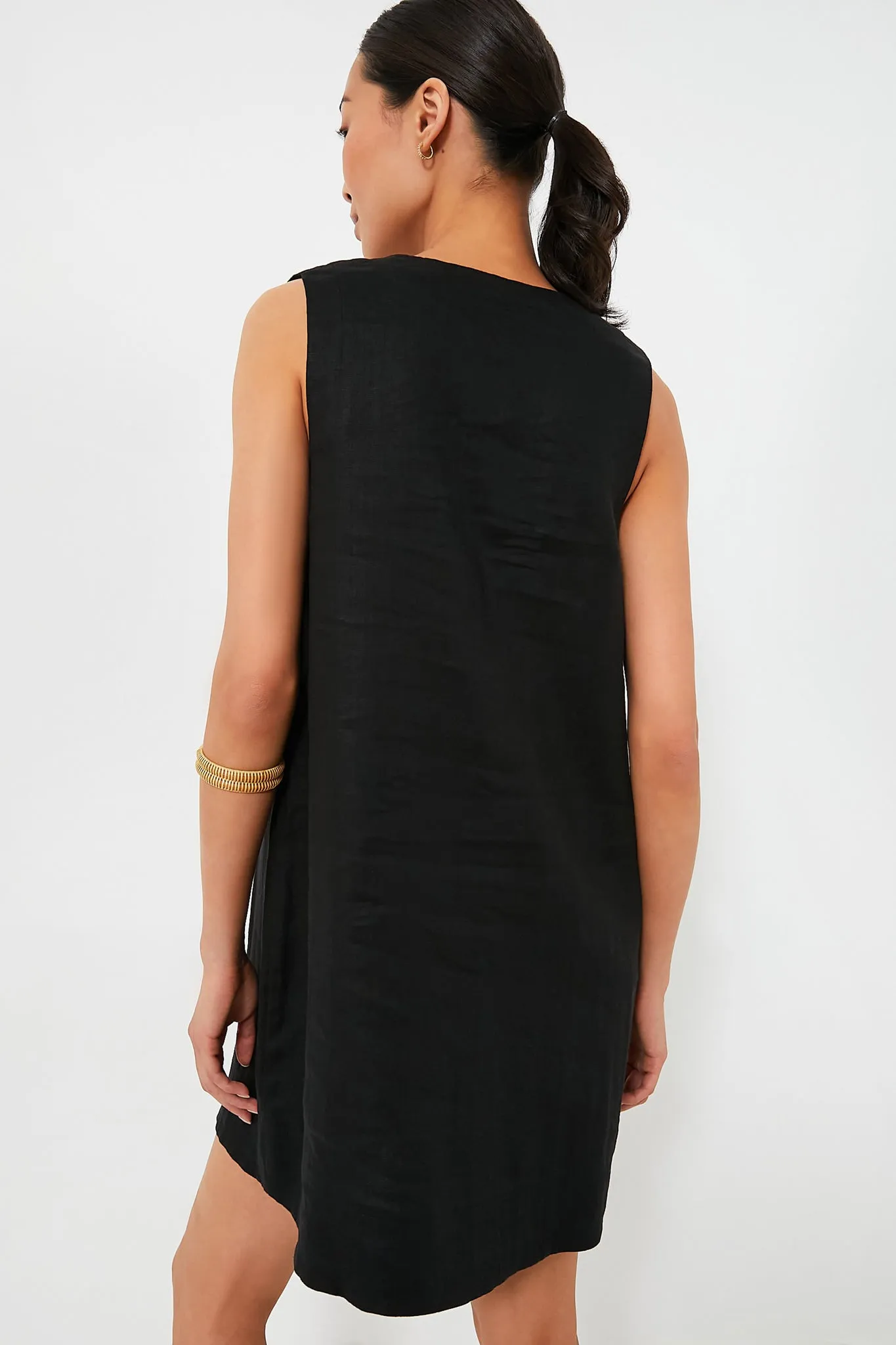 Black Linen Melanie Dress