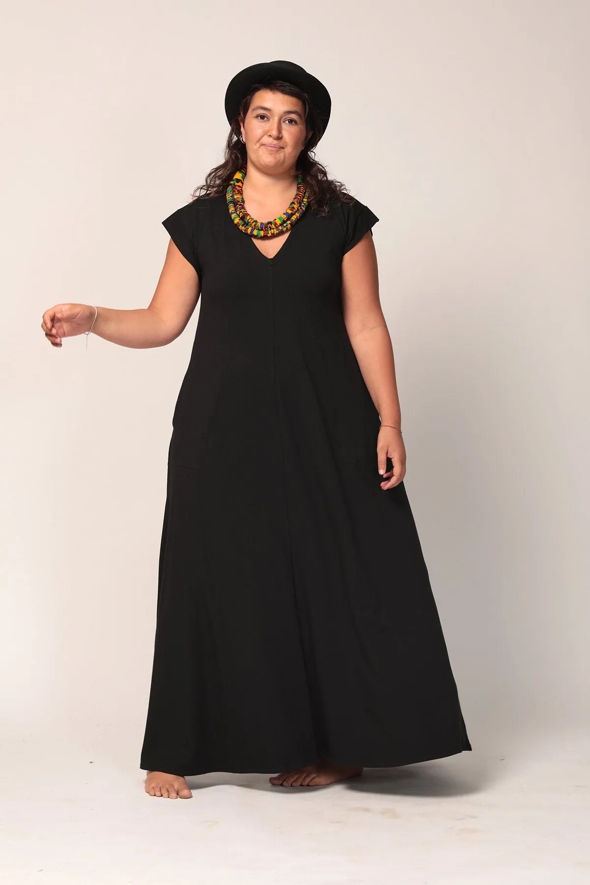 Black Maxi Dress with Pockets