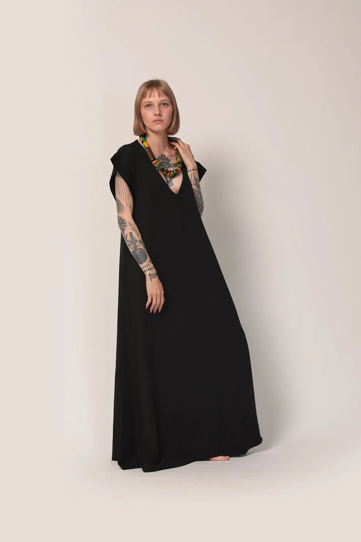 Black Maxi Dress with Pockets