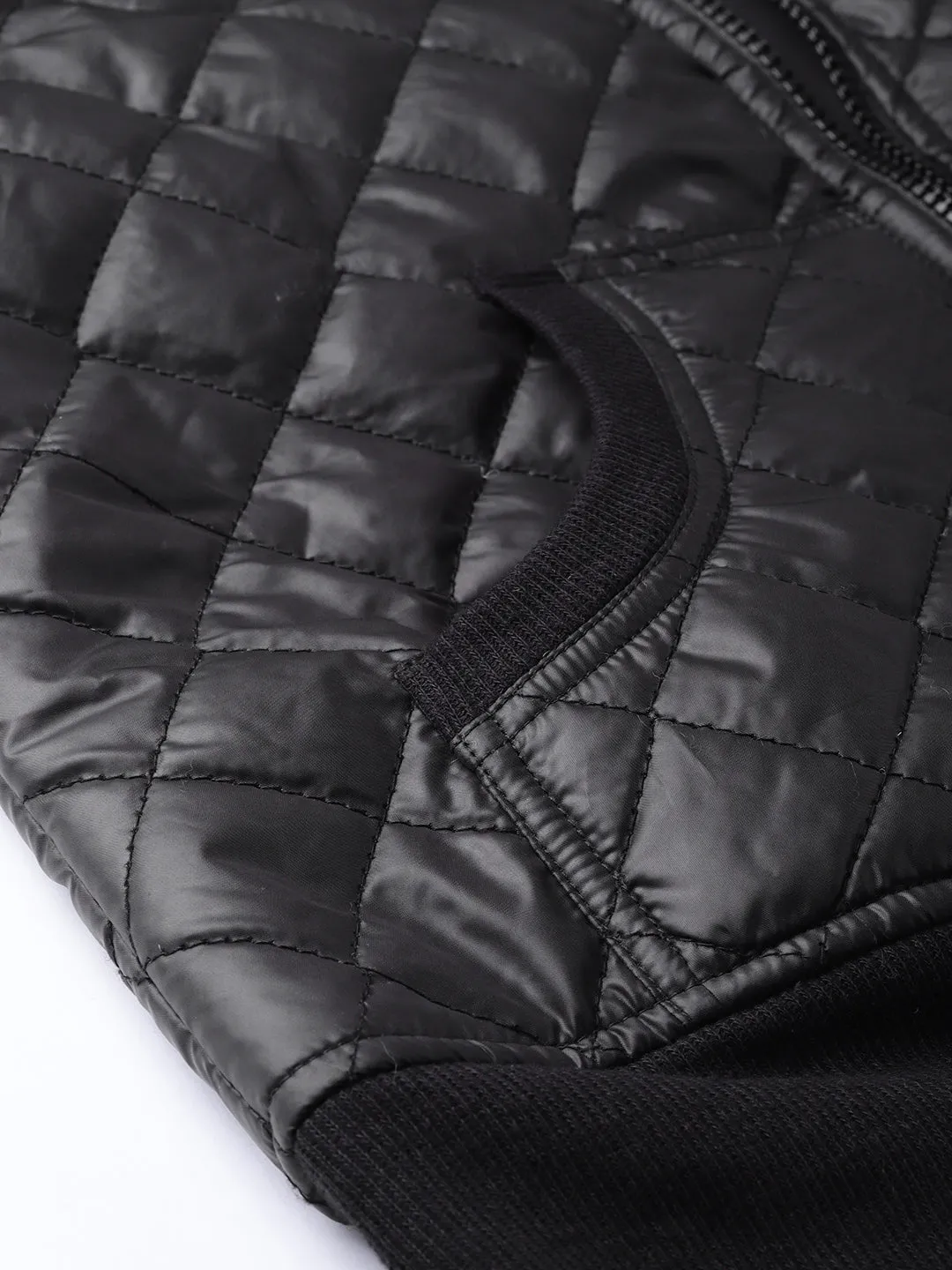 Black Quilted Bomber Jacket