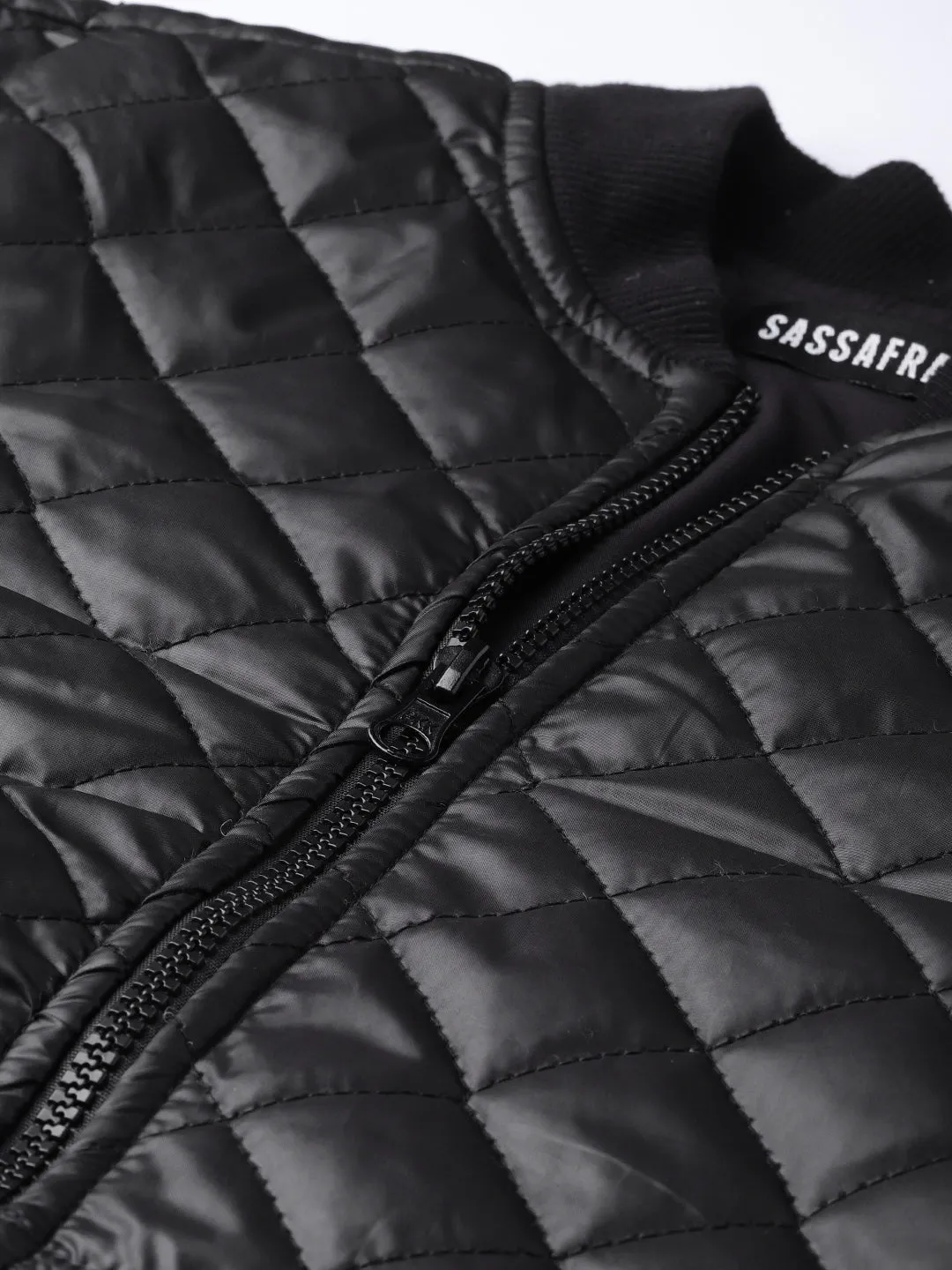 Black Quilted Bomber Jacket