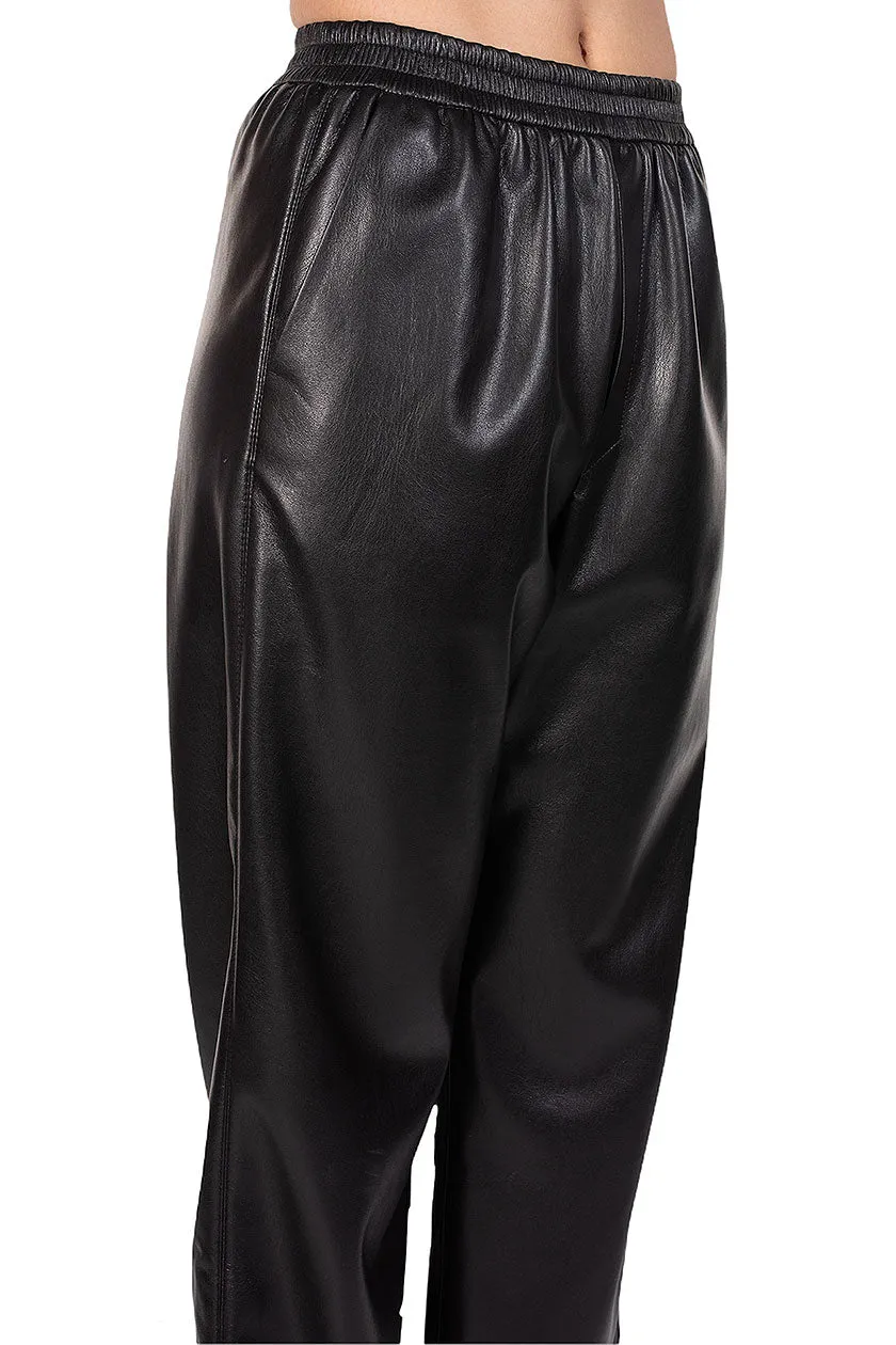 Black Vegan Leather Odessa Trousers