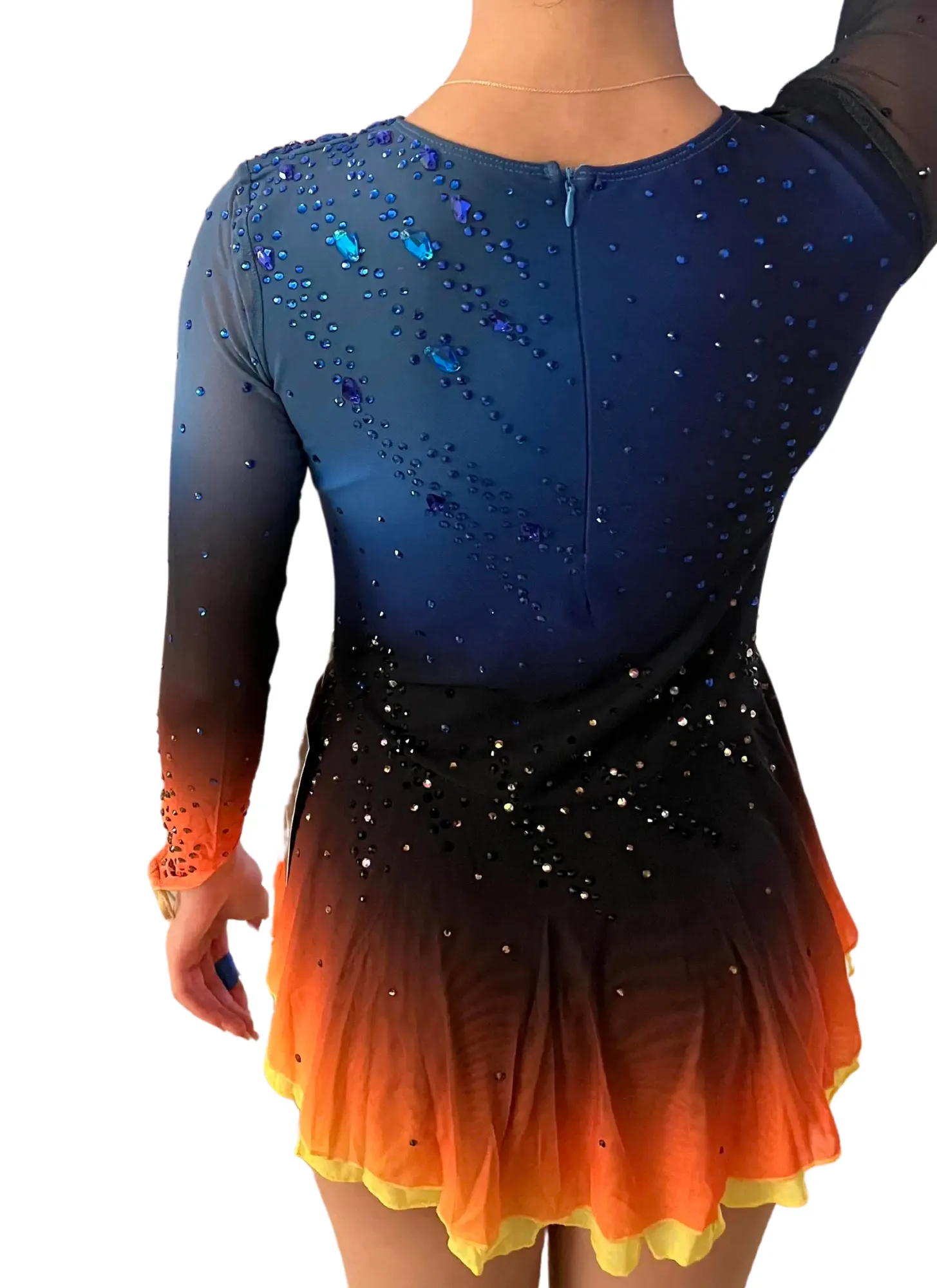 Blue To Orange Ombre Competition Skating Dress BSU121123