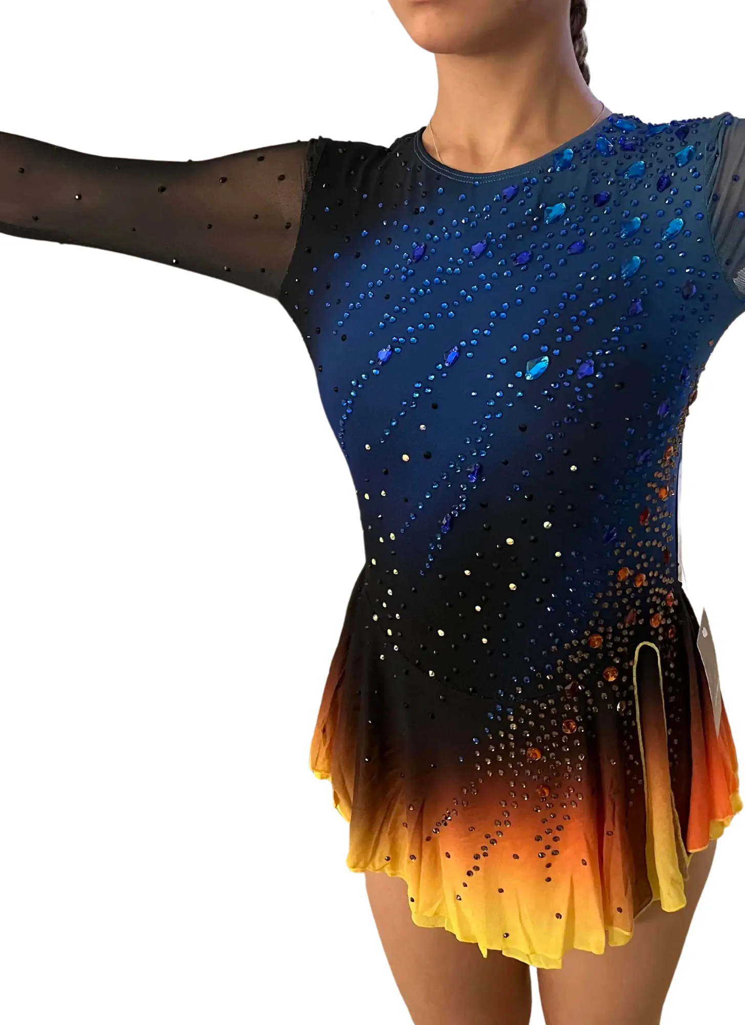 Blue To Orange Ombre Competition Skating Dress BSU121123