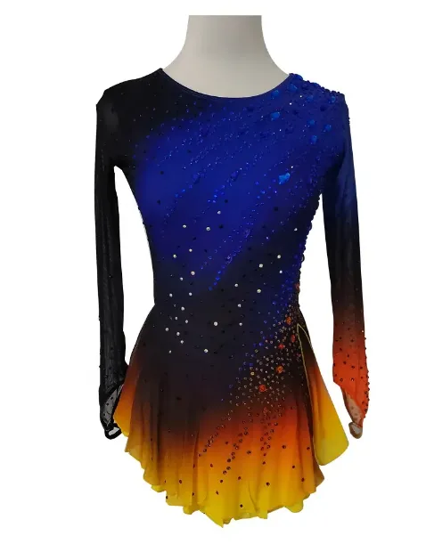 Blue To Orange Ombre Competition Skating Dress BSU121123