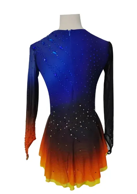 Blue To Orange Ombre Competition Skating Dress BSU121123