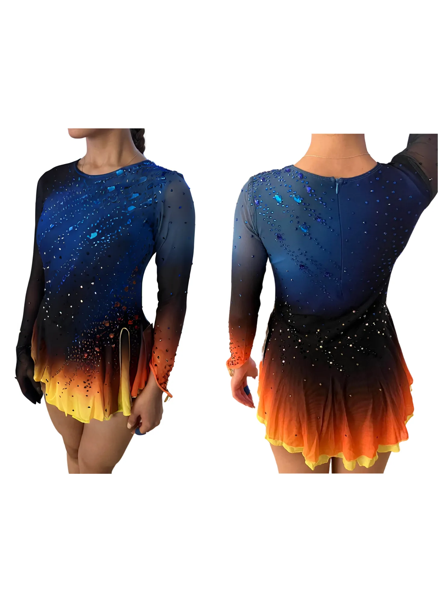 Blue To Orange Ombre Competition Skating Dress BSU121123