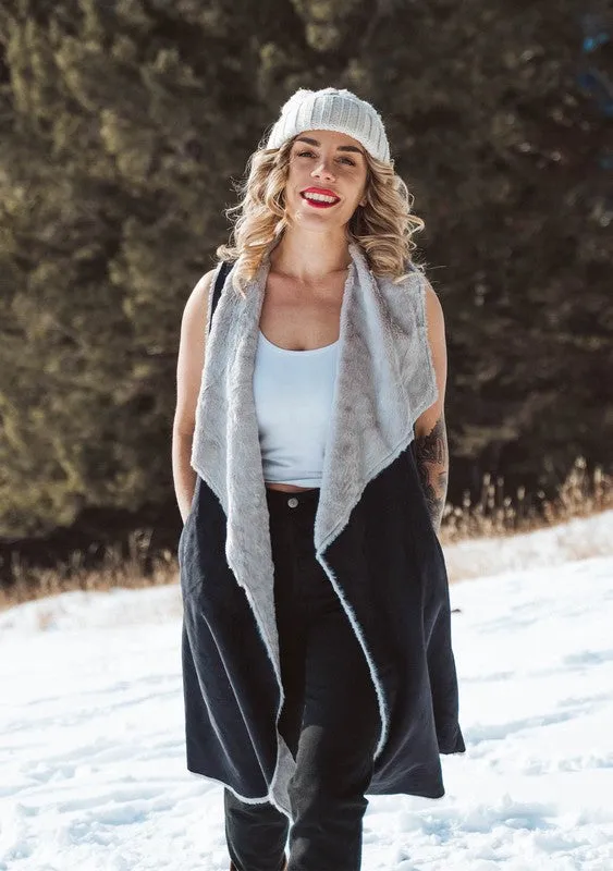 Boho Sleeveless Faux Suede Maxi Vest