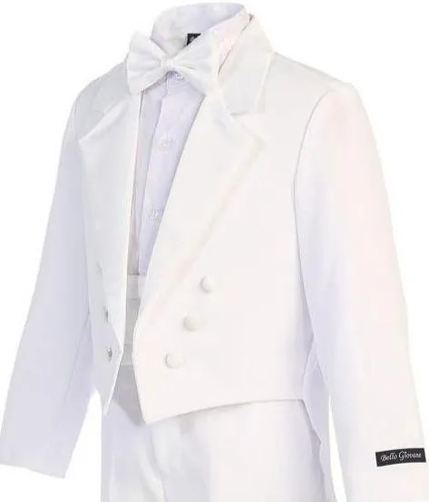 Boys White Long Tail Tuxedo