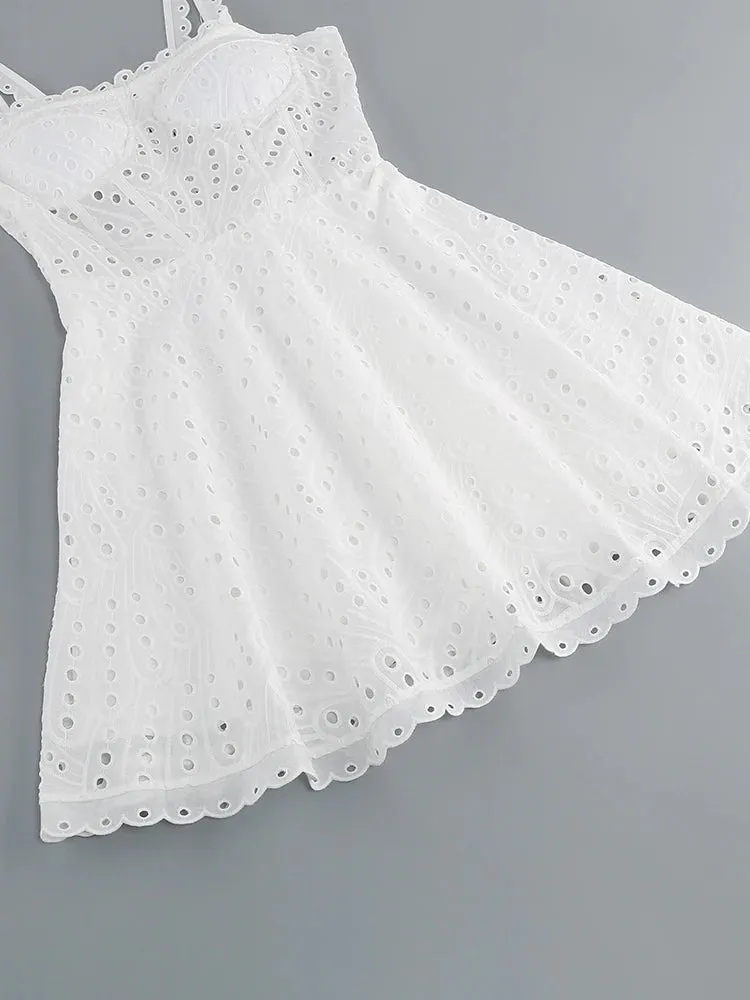 Broderie Anglaise Lace Mini Dress