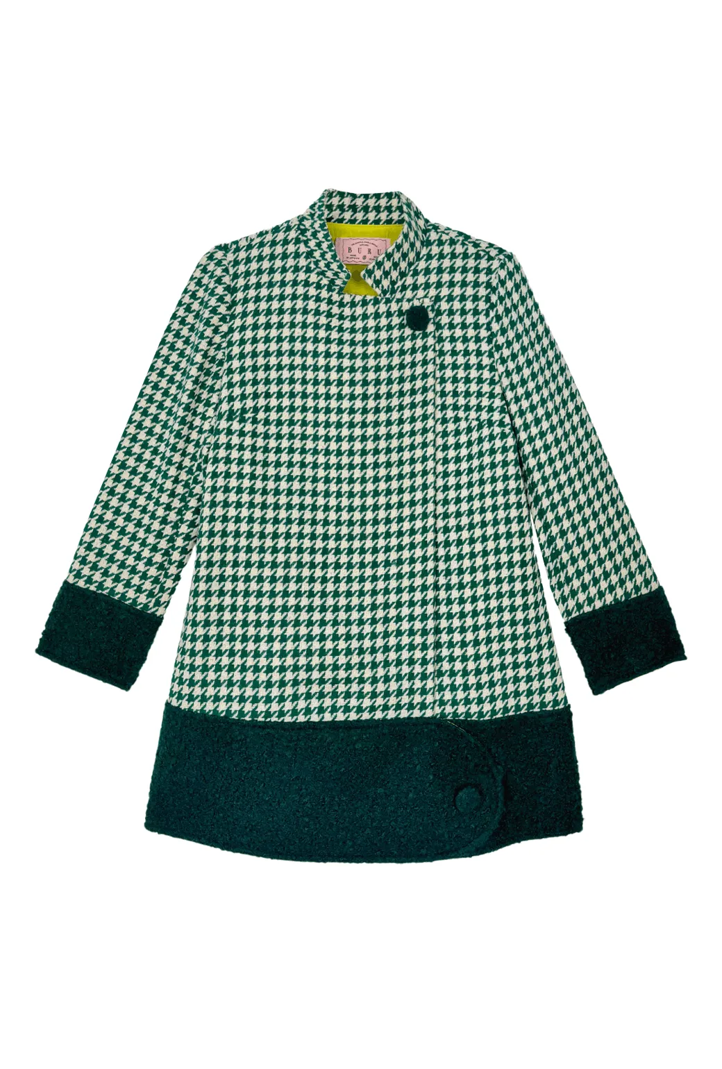 Buru x Tori Mellott Mod Coat - Green Houndstooth